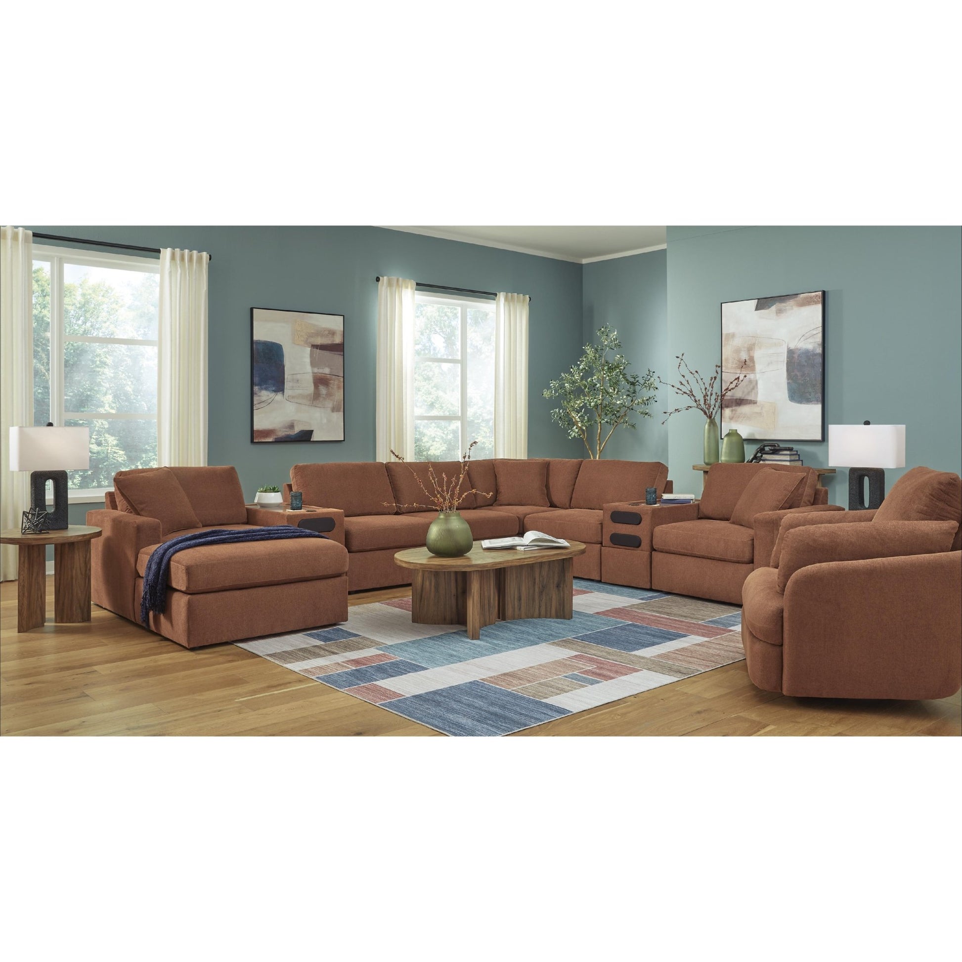 Signature Design by Ashley Modmax 92102S47 8 pc Sectional with Chaise and Audio Consoles - American Furniture of Slidell