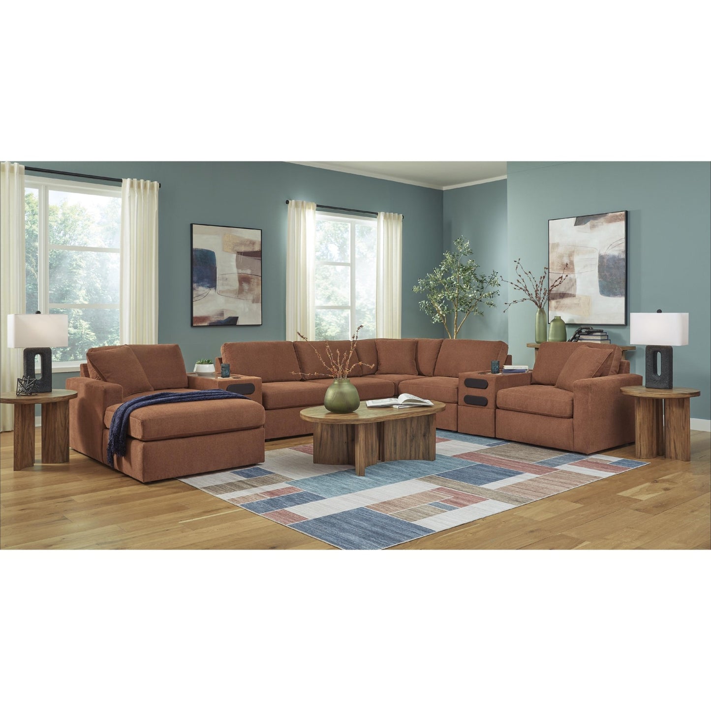 Signature Design by Ashley Modmax 92102S47 8 pc Sectional with Chaise and Audio Consoles - American Furniture of Slidell