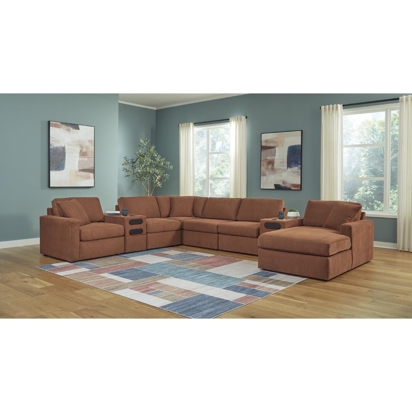 Signature Design by Ashley Modmax 92102S48 8 pc Sectional with Chaise and Audio Consoles - American Furniture of Slidell