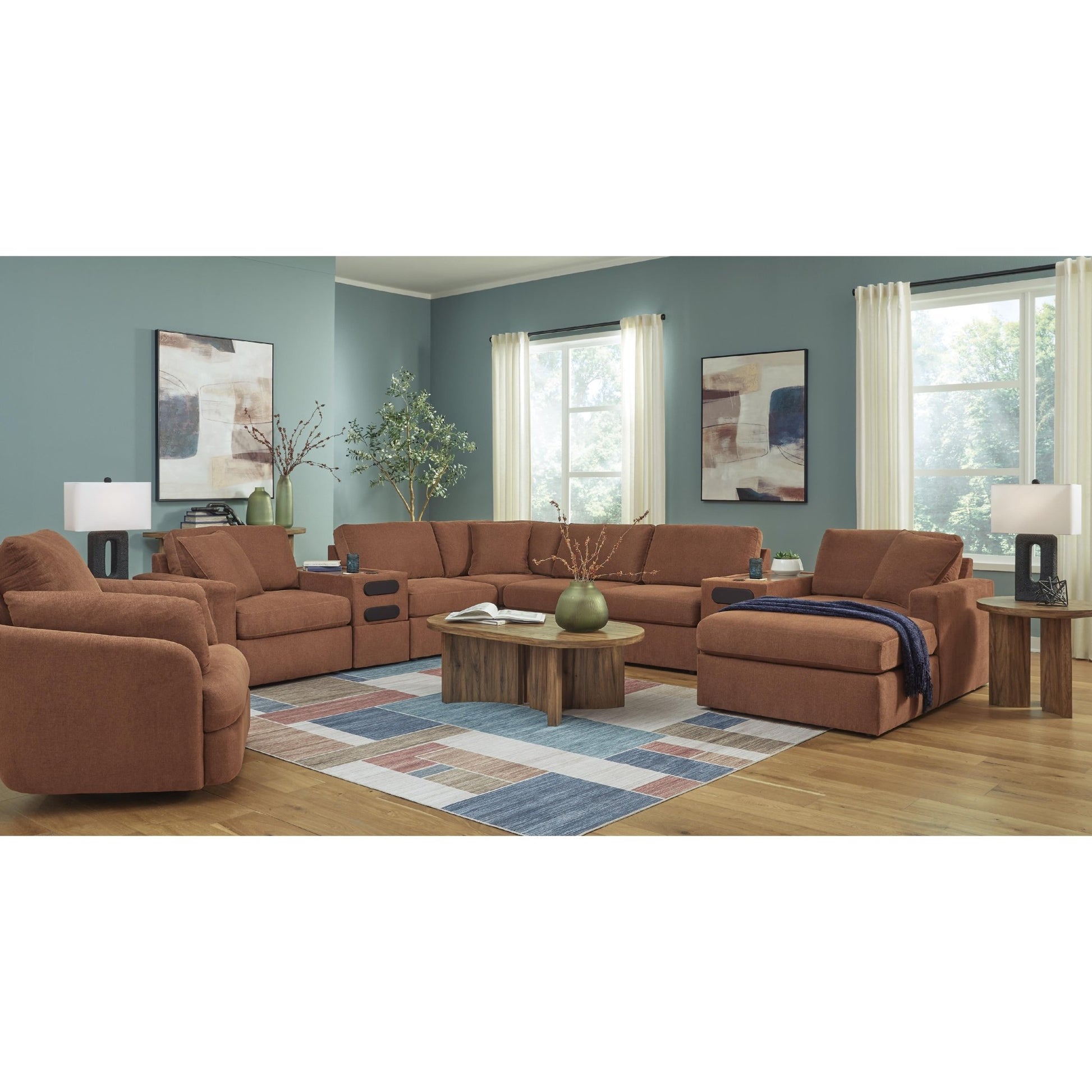 Signature Design by Ashley Modmax 92102S48 8 pc Sectional with Chaise and Audio Consoles - American Furniture of Slidell