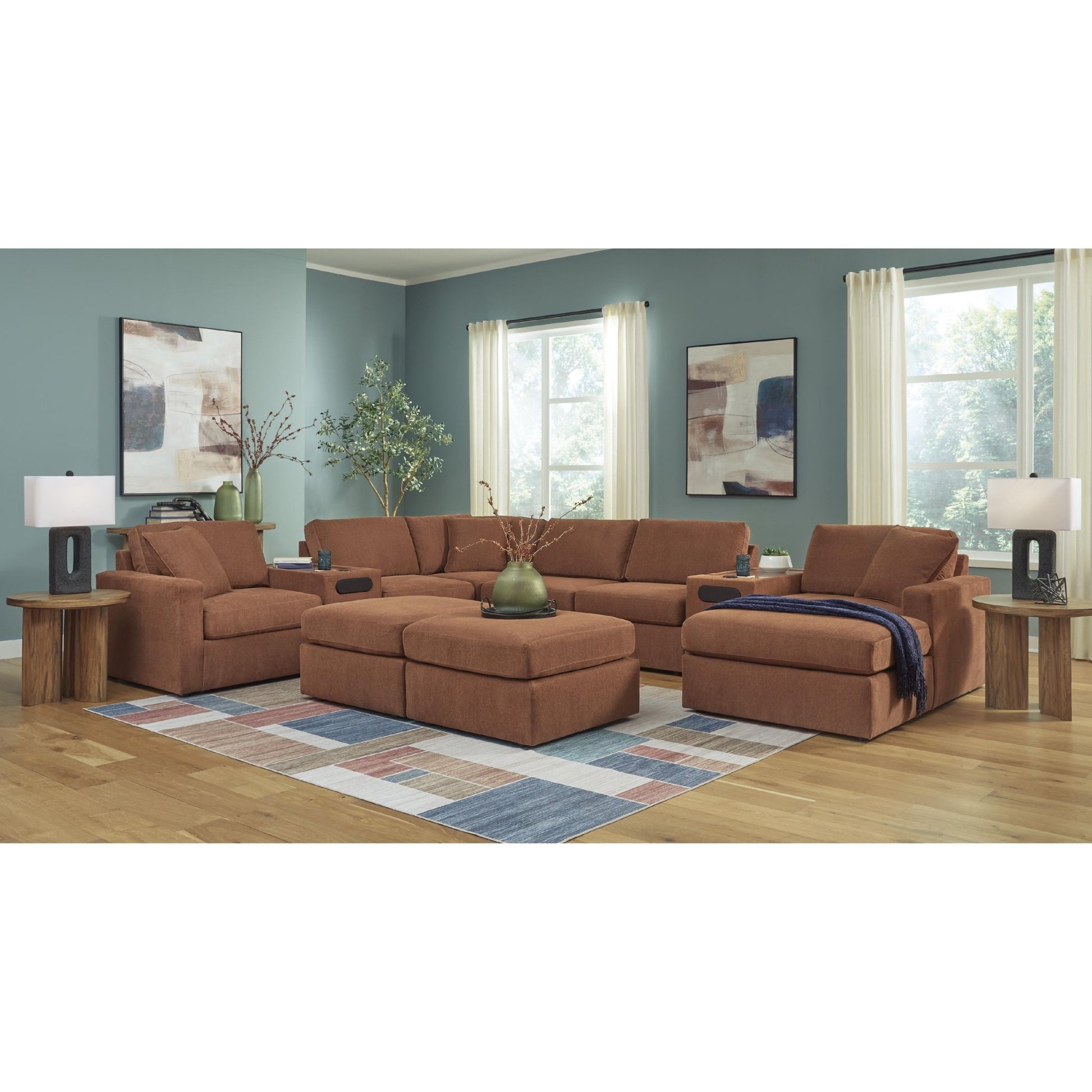 Signature Design by Ashley Modmax 92102S48 8 pc Sectional with Chaise and Audio Consoles - American Furniture of Slidell
