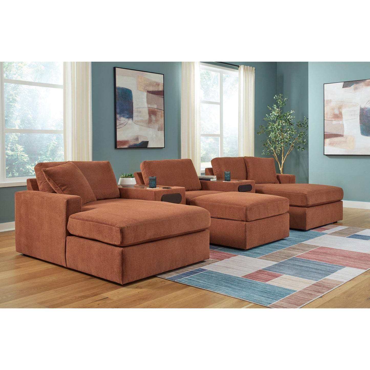 Signature Design by Ashley Modmax 92102S49 5 pc Double Chaise with Audio Consoles - American Furniture of Slidell