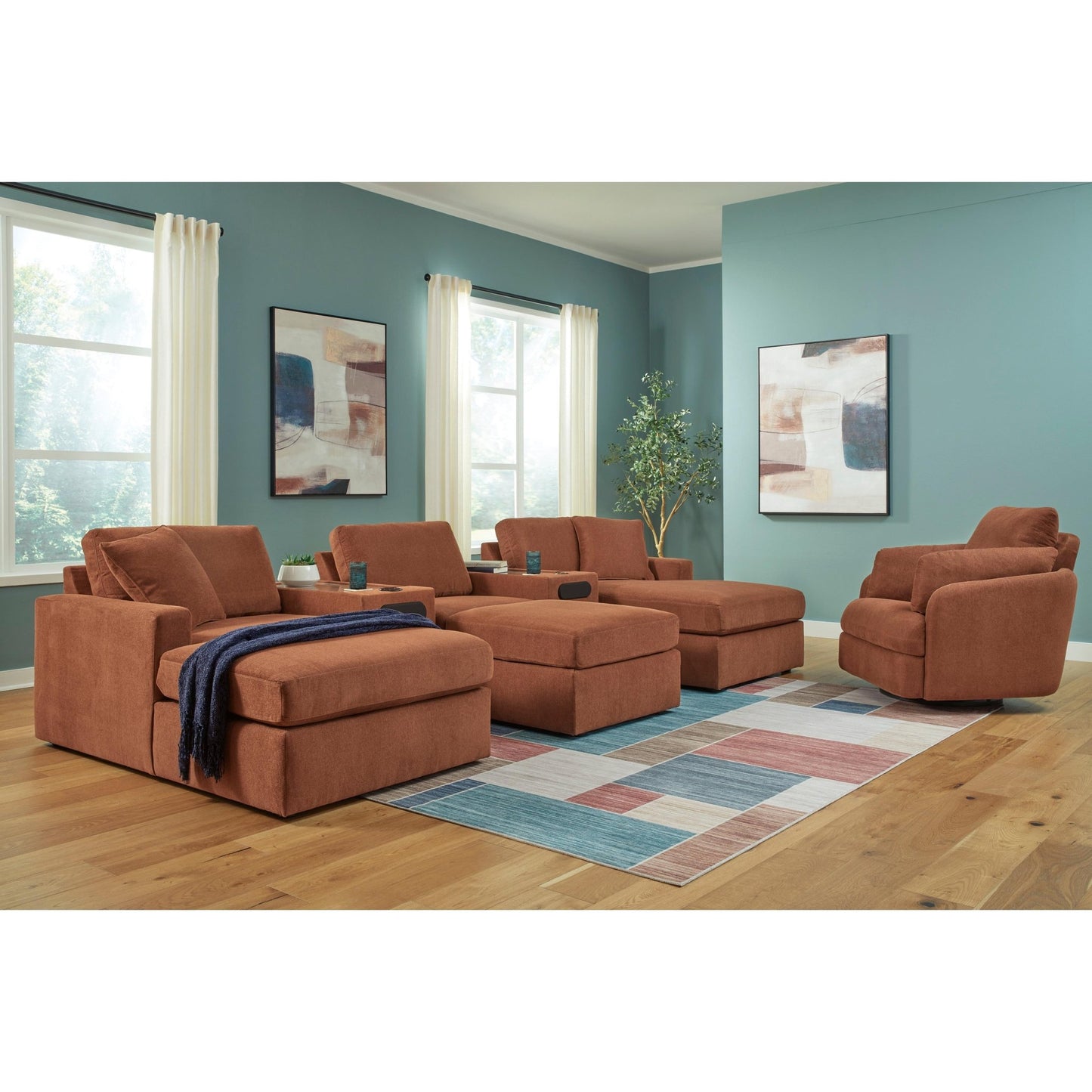 Signature Design by Ashley Modmax 92102S49 5 pc Double Chaise with Audio Consoles - American Furniture of Slidell