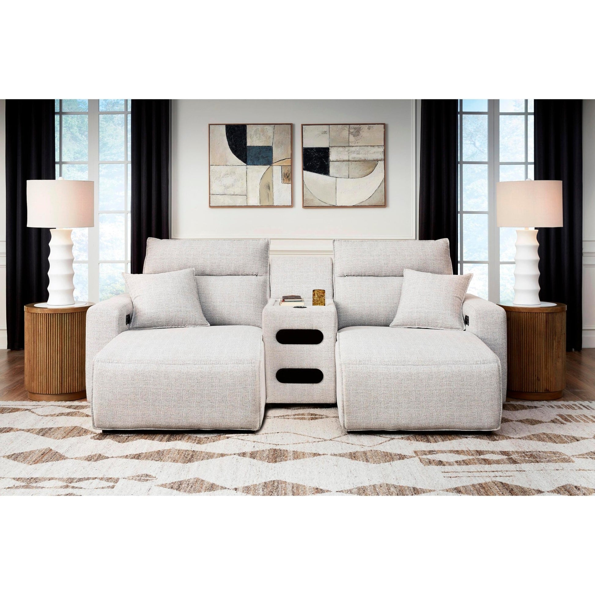 Signature Design by Ashley ModMax II 65907S12 3 pc Power Reclining Sectional with Chaise and Audio Console - American Furniture of Slidell