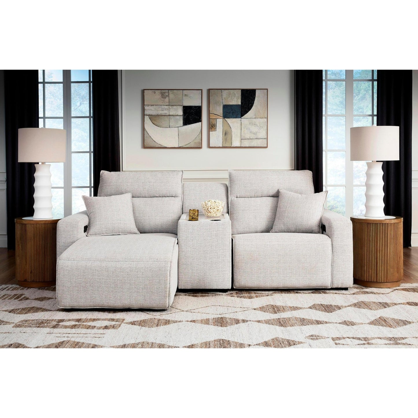 Signature Design by Ashley ModMax II 65907S17 3 pc Power Reclining Sectional with Chaise and Console - American Furniture of Slidell