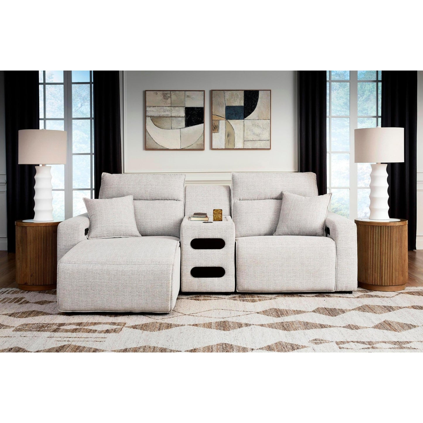 Signature Design by Ashley ModMax II 65907S18 3 pc Power Reclining Sectional with Chaise and Audio Console - American Furniture of Slidell