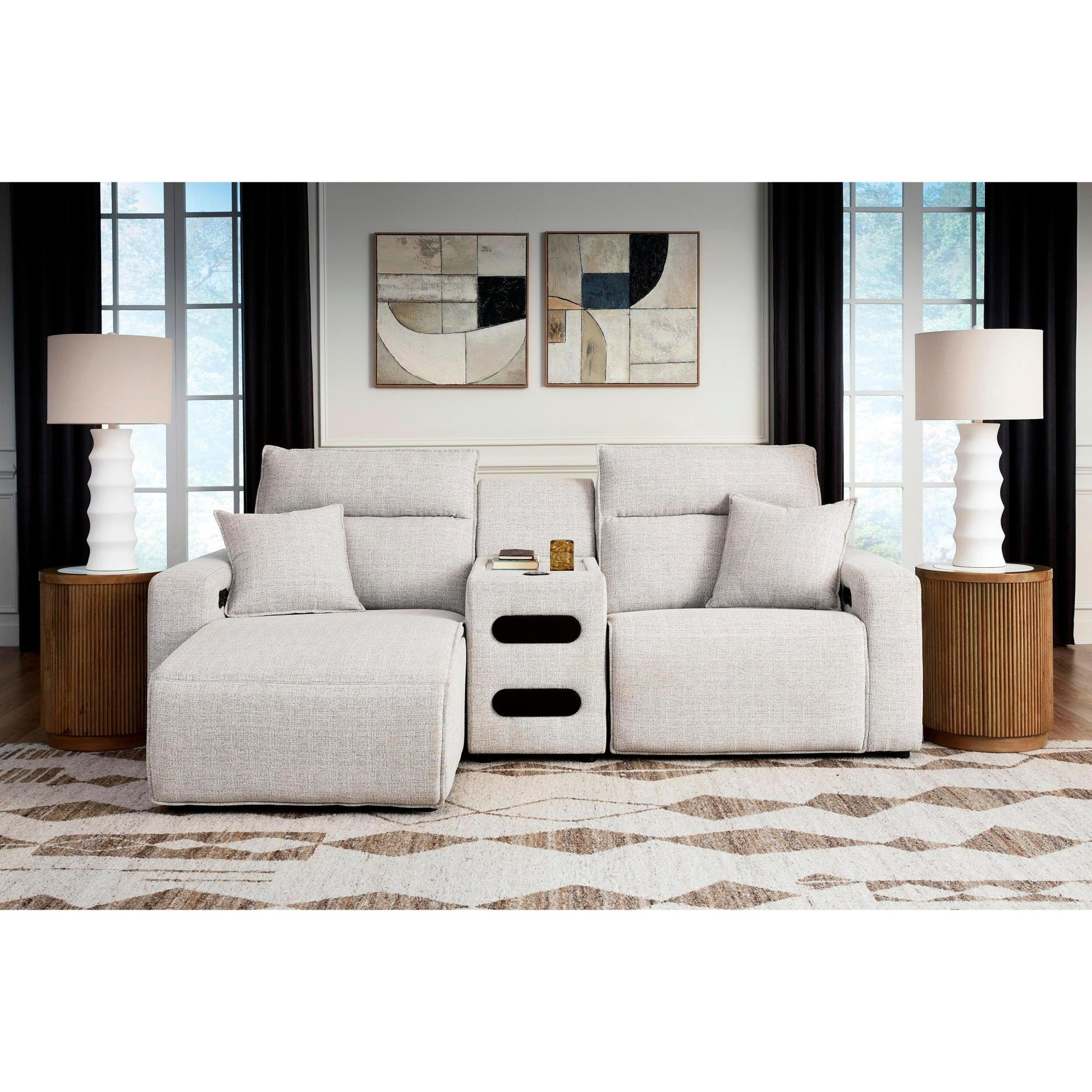 Signature Design by Ashley ModMax II 65907S18 3 pc Power Reclining Sectional with Chaise and Audio Console - American Furniture of Slidell
