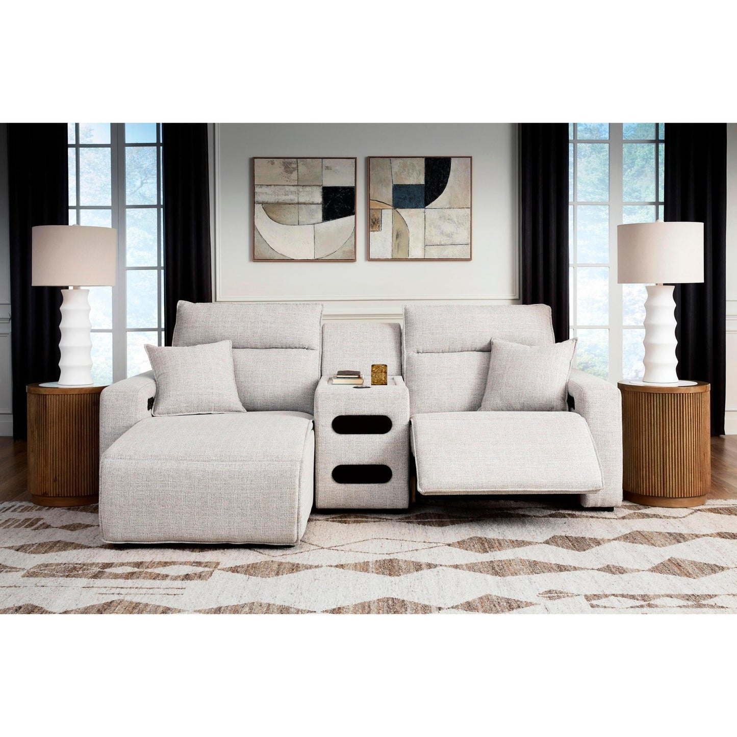 Signature Design by Ashley ModMax II 65907S18 3 pc Power Reclining Sectional with Chaise and Audio Console - American Furniture of Slidell