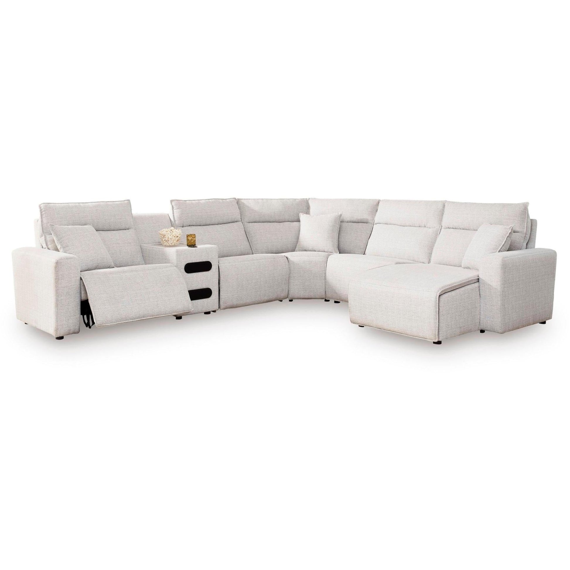 Signature Design by Ashley ModMax II 65907S28 6 pc Reclining Sectional with Chaise and Audio Console - American Furniture of Slidell