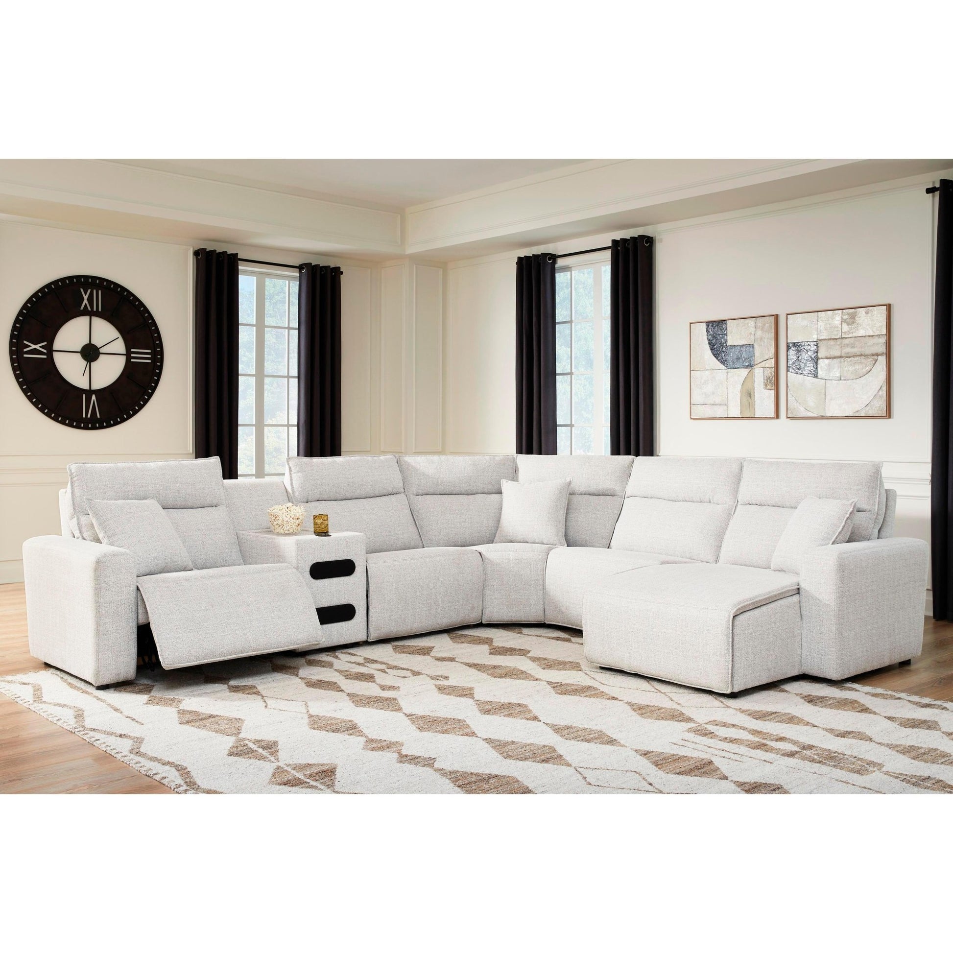 Signature Design by Ashley ModMax II 65907S28 6 pc Reclining Sectional with Chaise and Audio Console - American Furniture of Slidell