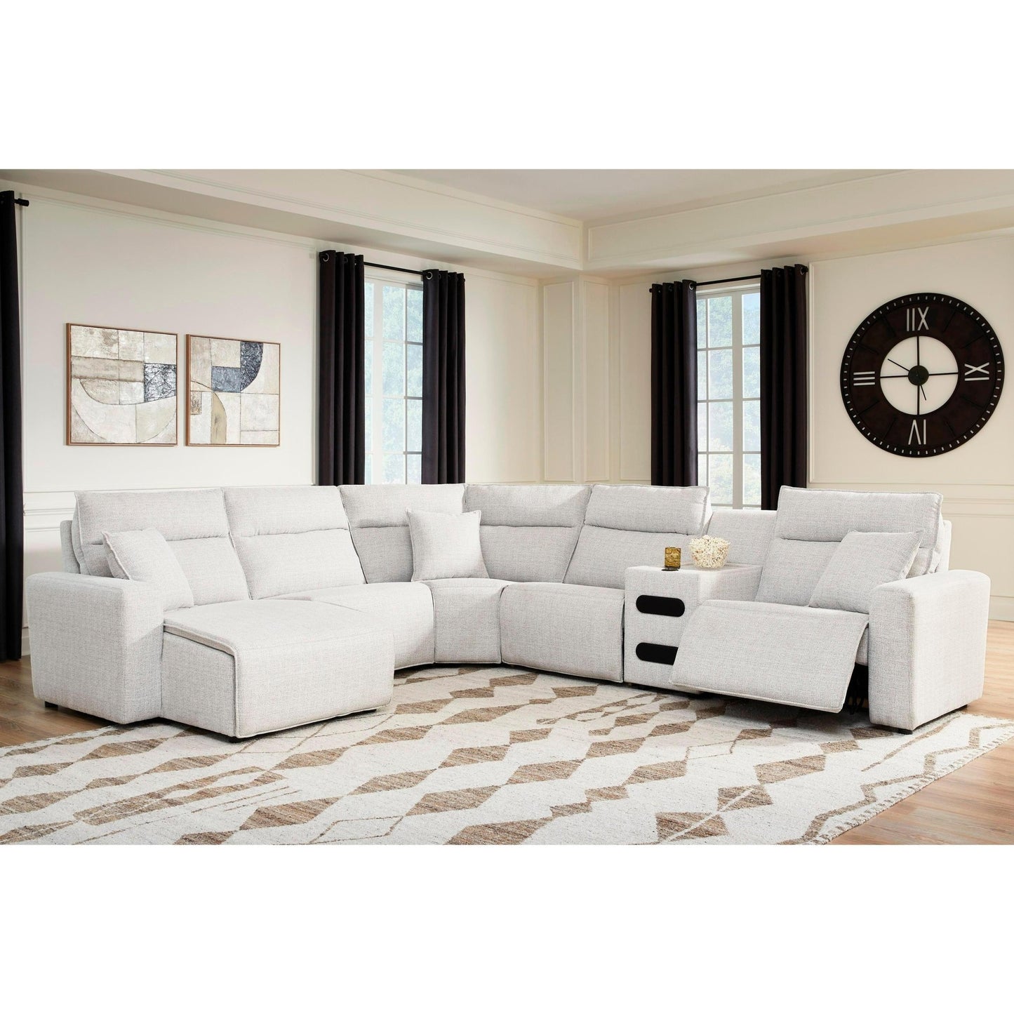 Signature Design by Ashley ModMax II 65907S29 6 pc Reclining Sectional with Chaise and Audio Console - American Furniture of Slidell
