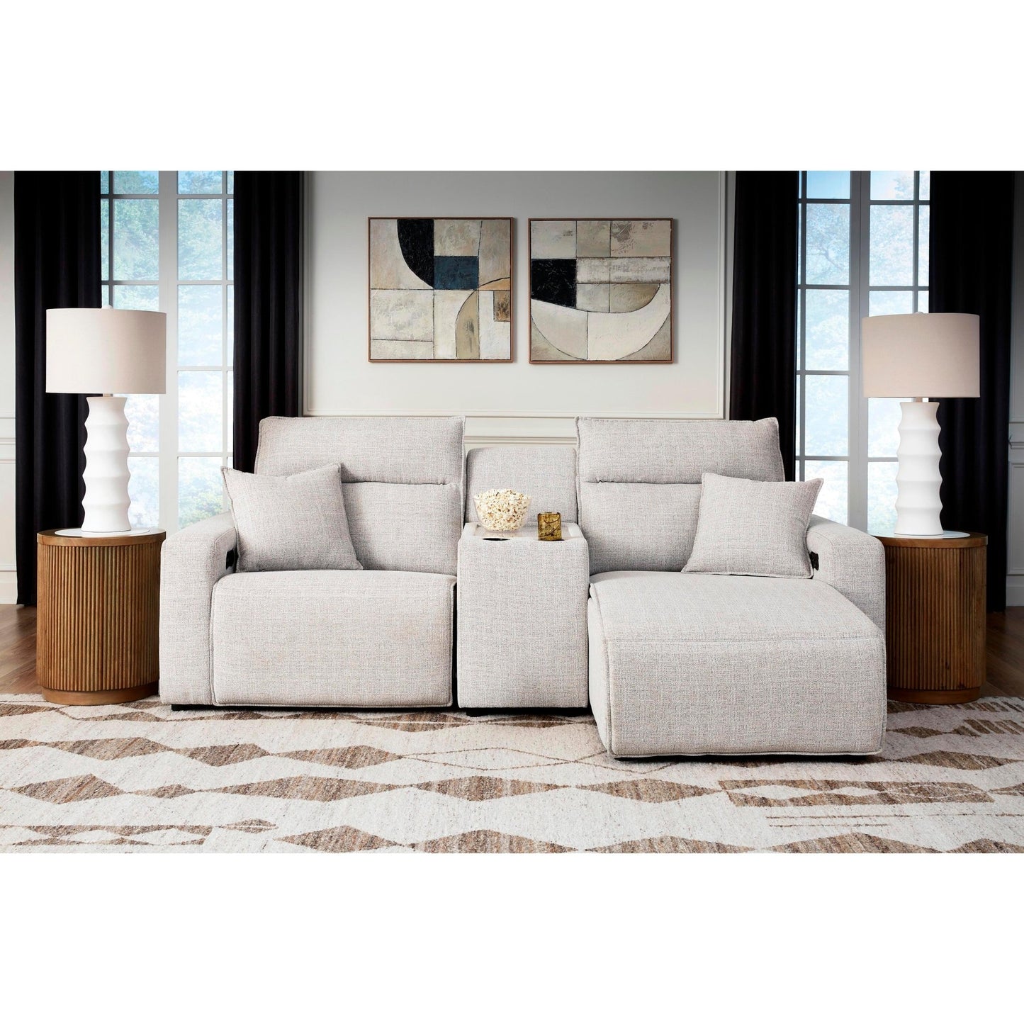 Signature Design by Ashley ModMax II 65907S4 3 pc Power Reclining Sectional with Chaise and Console - American Furniture of Slidell