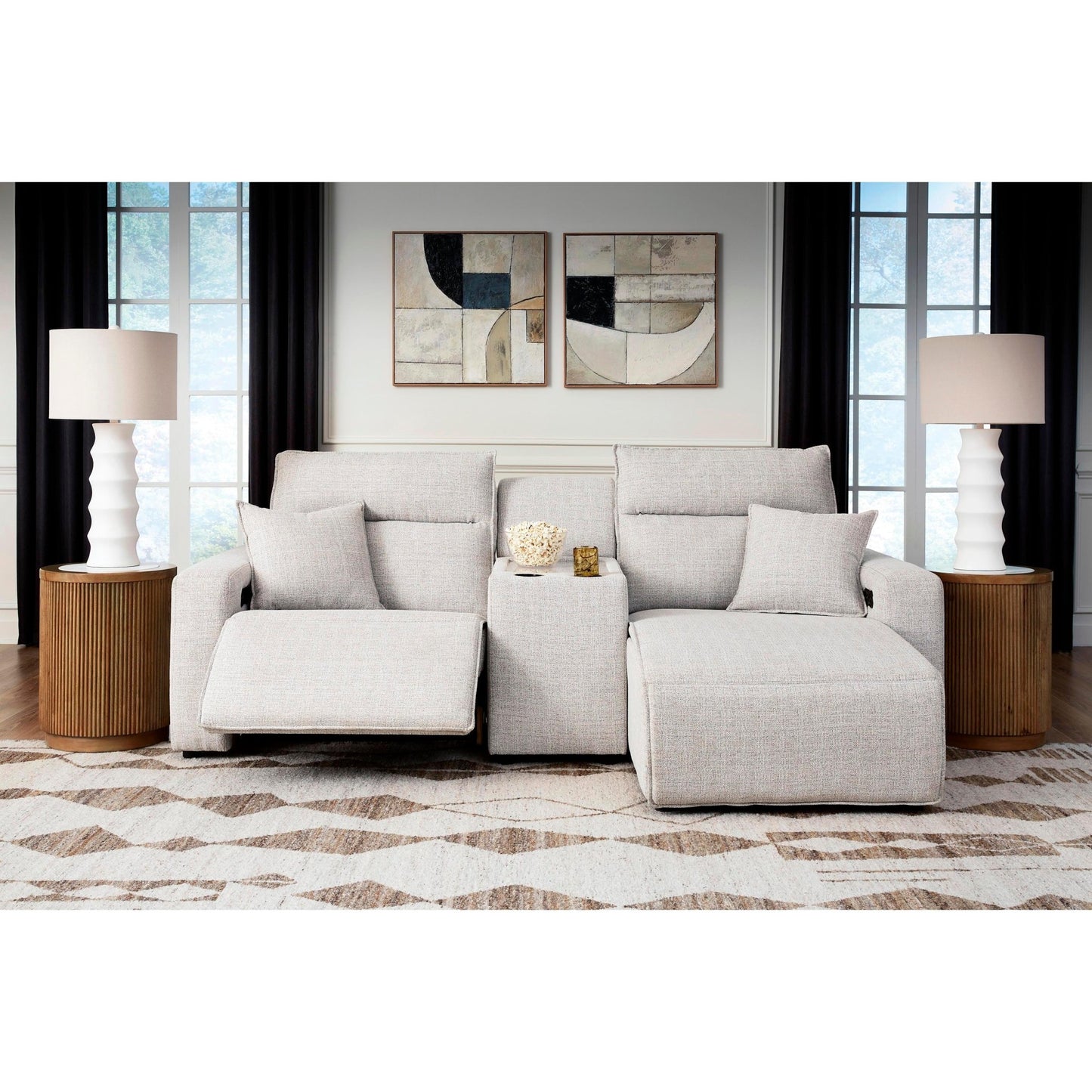 Signature Design by Ashley ModMax II 65907S4 3 pc Power Reclining Sectional with Chaise and Console - American Furniture of Slidell