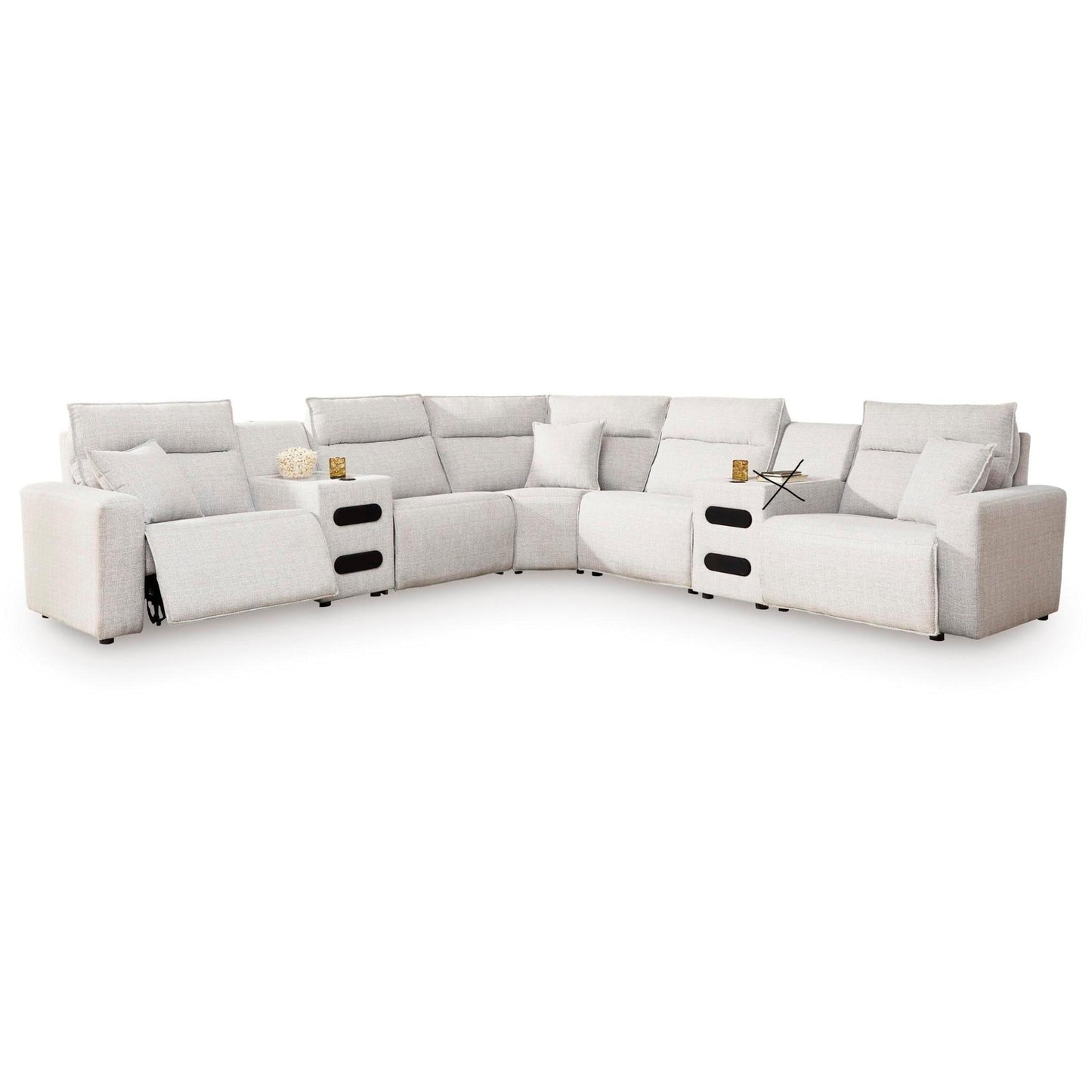 Signature Design by Ashley ModMax II 65907S9 7 pc Power Reclining Sectional with Chaise and Audio Consoles - American Furniture of Slidell