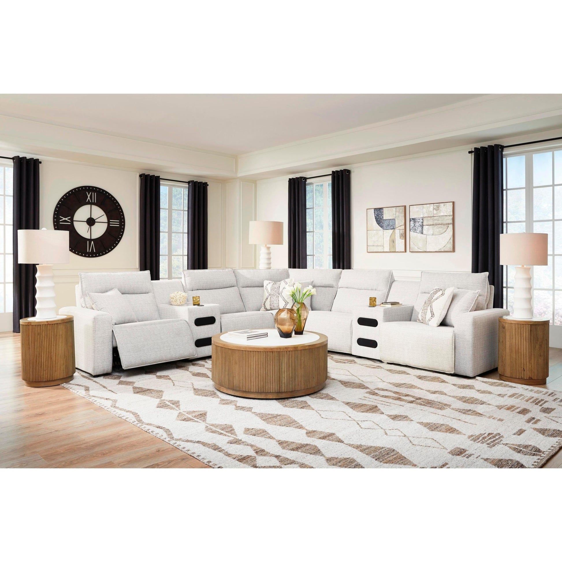 Signature Design by Ashley ModMax II 65907S9 7 pc Power Reclining Sectional with Chaise and Audio Consoles - American Furniture of Slidell