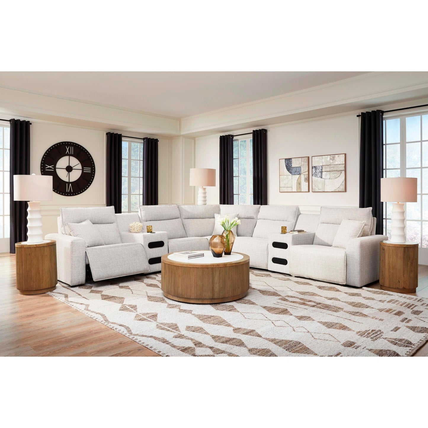 Signature Design by Ashley ModMax II 65907S9 7 pc Power Reclining Sectional with Chaise and Audio Consoles - American Furniture of Slidell