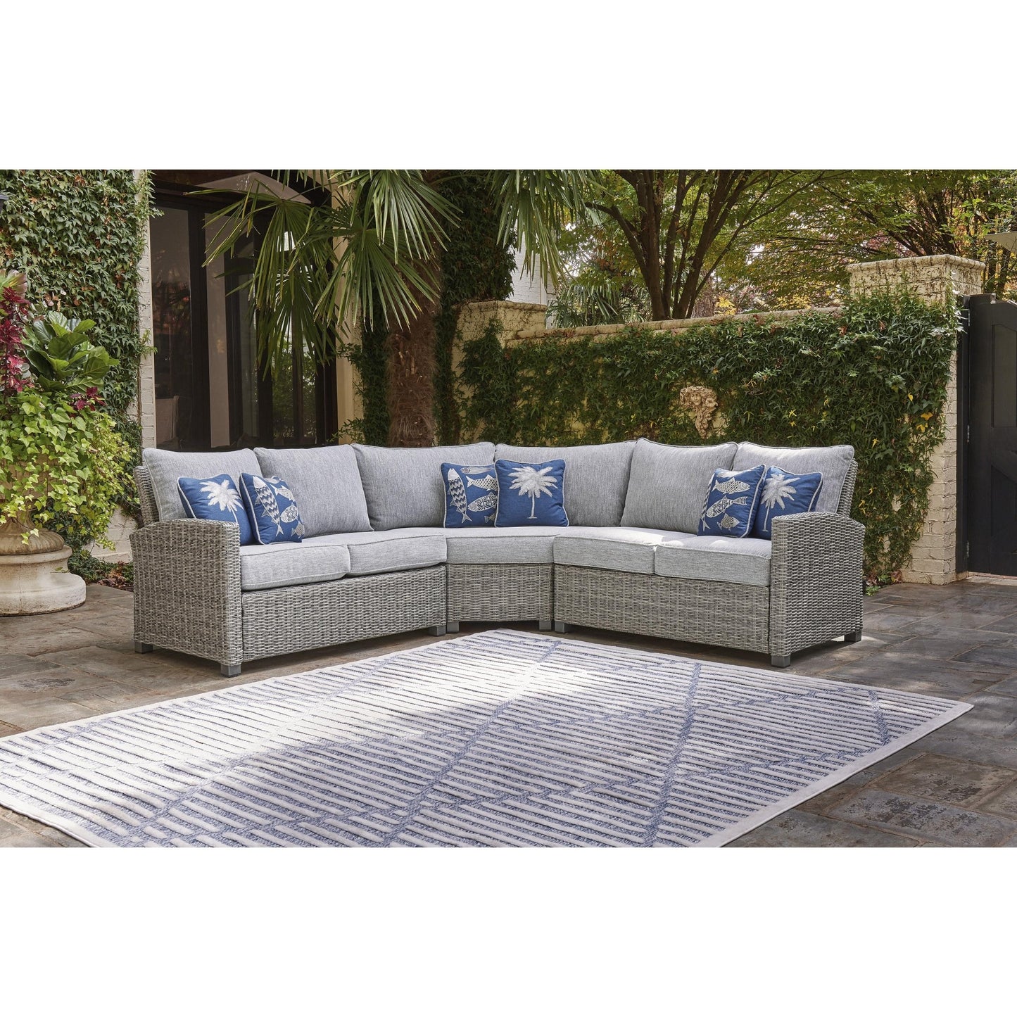 Signature Design by Ashley Naples Beach P439P1 3 pc Outdoor Sectional - American Furniture of Slidell
