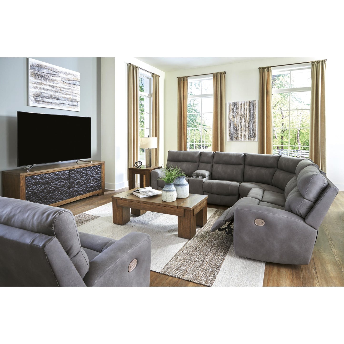 Signature Design by Ashley Next - Gen DuraPella 61003S7 6 pc Power Reclining Sectional - American Furniture of Slidell