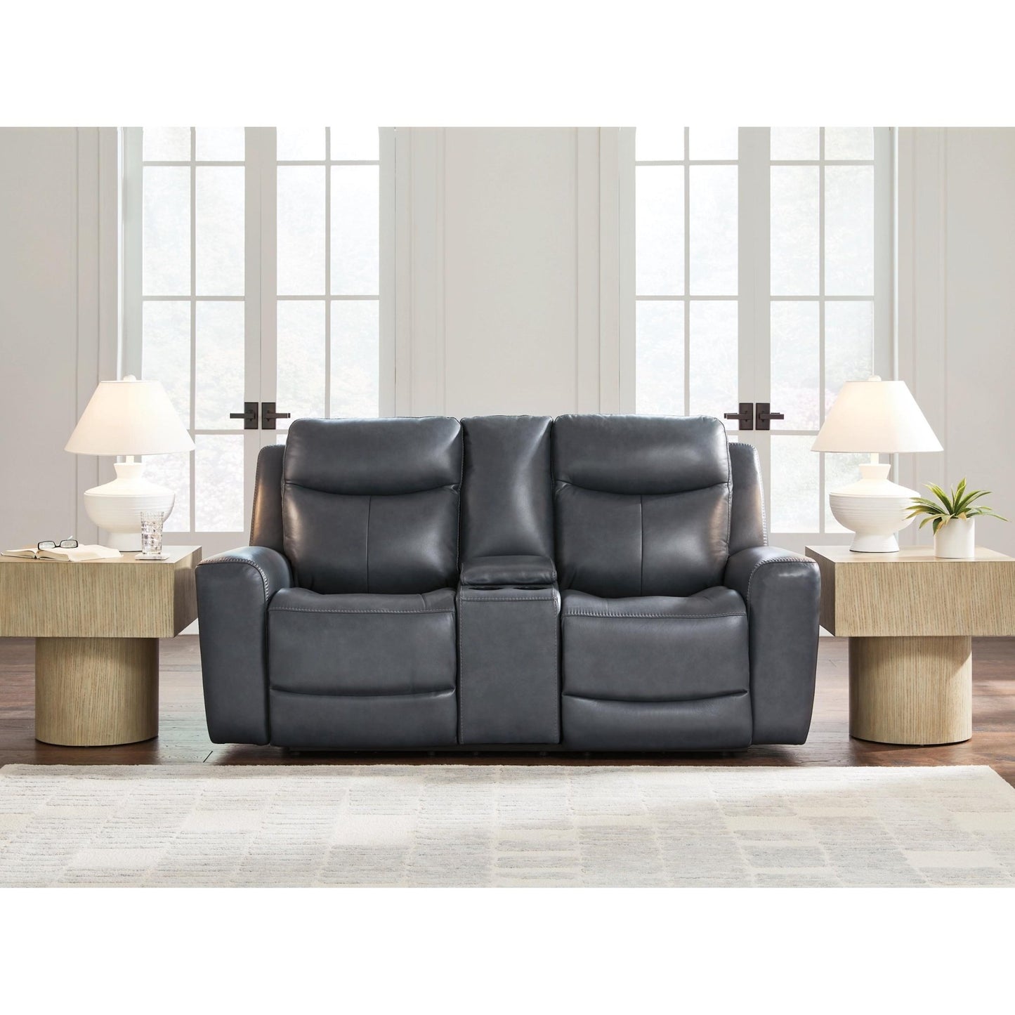 Signature Design by Ashley Next Move Power Reclining Leather Match Loveseat with Console PCU1210018 - American Furniture of Slidell