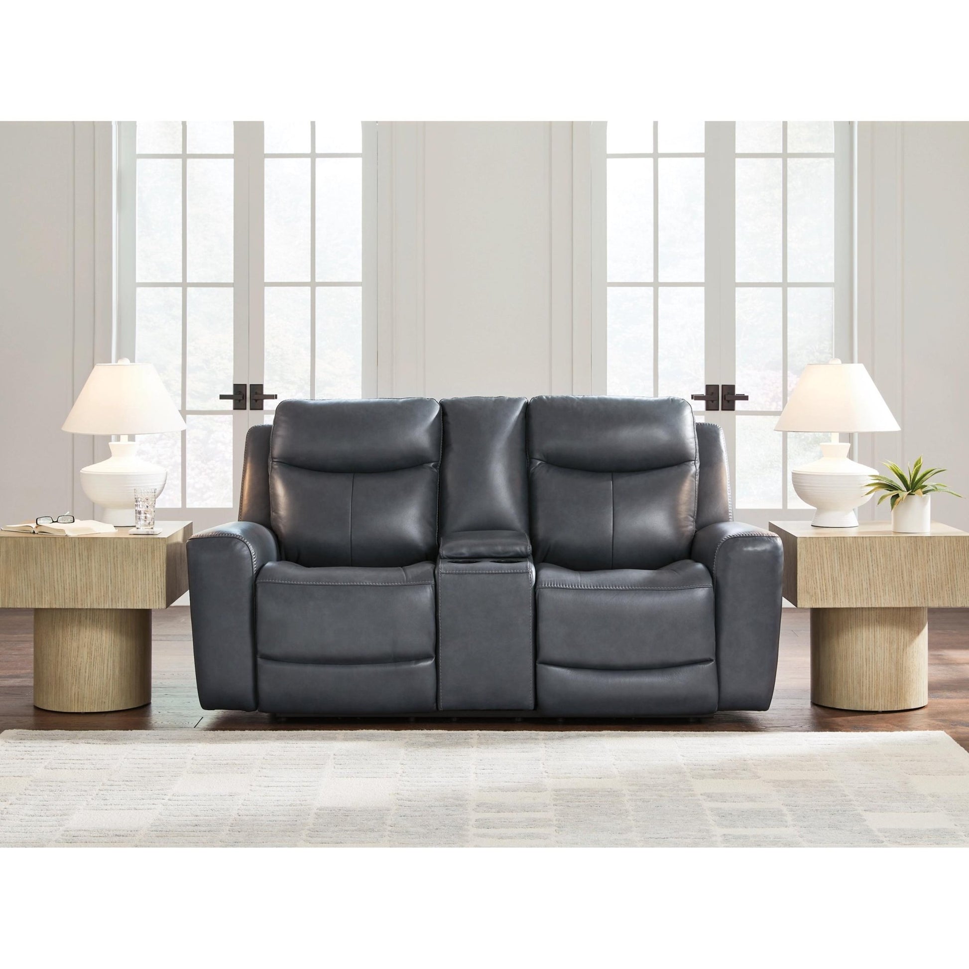 Signature Design by Ashley Next Move Power Reclining Leather Match Loveseat with Console PCU1210018 - American Furniture of Slidell
