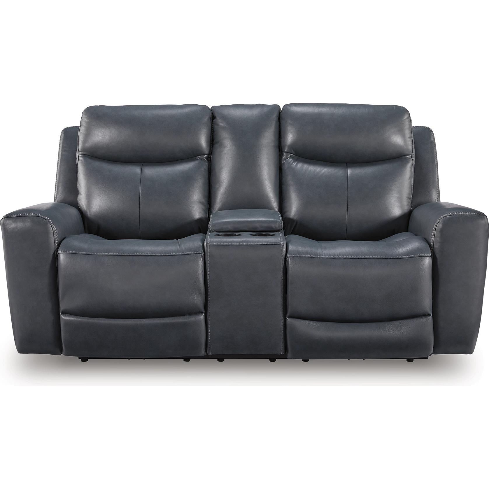 Signature Design by Ashley Next Move Power Reclining Leather Match Loveseat with Console PCU1210018 - American Furniture of Slidell