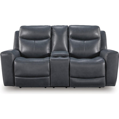 Signature Design by Ashley Next Move Power Reclining Leather Match Loveseat with Console PCU1210018 - American Furniture of Slidell