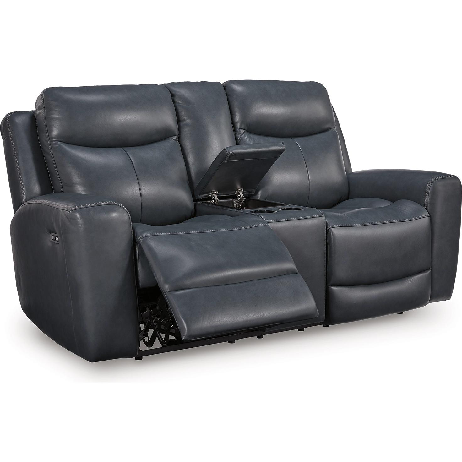 Signature Design by Ashley Next Move Power Reclining Leather Match Loveseat with Console PCU1210018 - American Furniture of Slidell