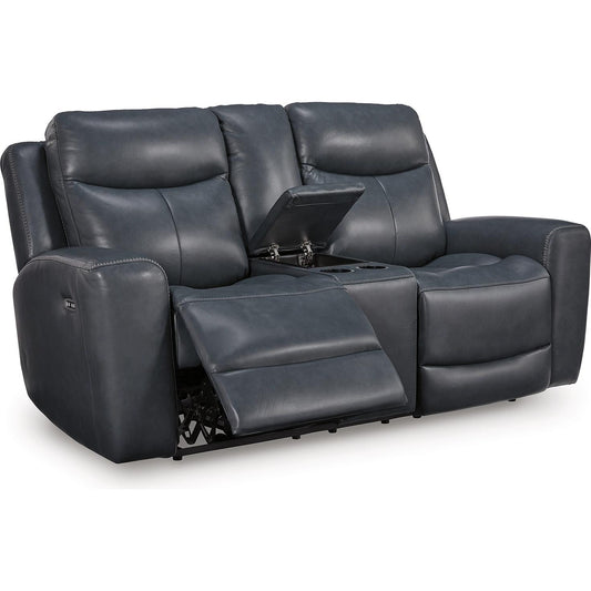 Signature Design by Ashley Next Move Power Reclining Leather Match Loveseat with Console PCU1210018 - American Furniture of Slidell
