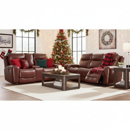 Signature Design by Ashley Next Move Power Reclining Leather Match Loveseat with Console PCU1210218 - American Furniture of Slidell