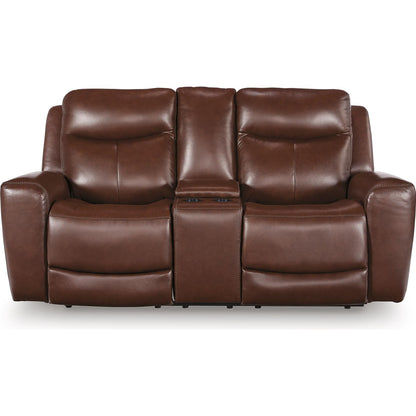 Signature Design by Ashley Next Move Power Reclining Leather Match Loveseat with Console PCU1210218 - American Furniture of Slidell