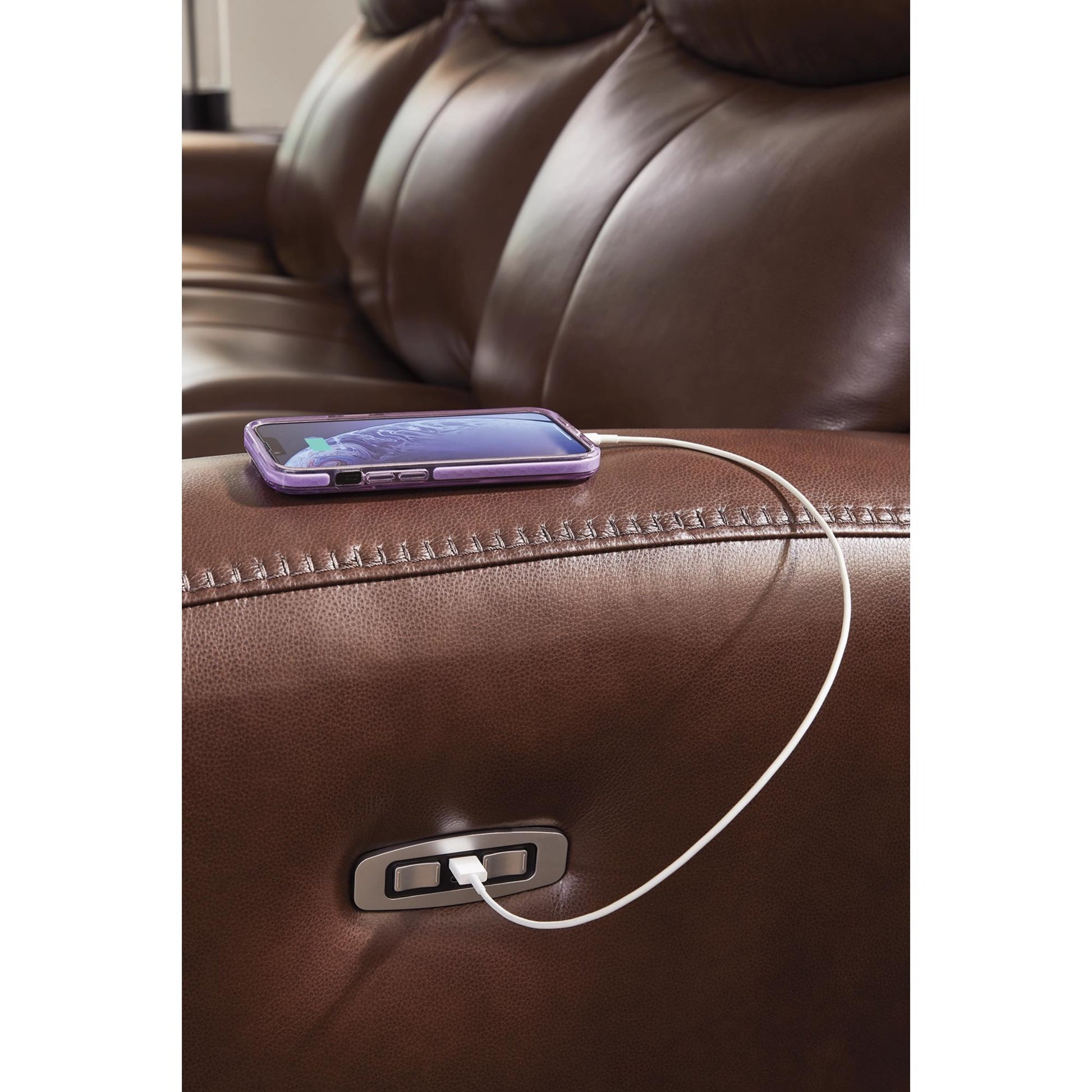 Signature Design by Ashley Next Move Power Reclining Leather Match Sofa PCU1210215 - American Furniture of Slidell
