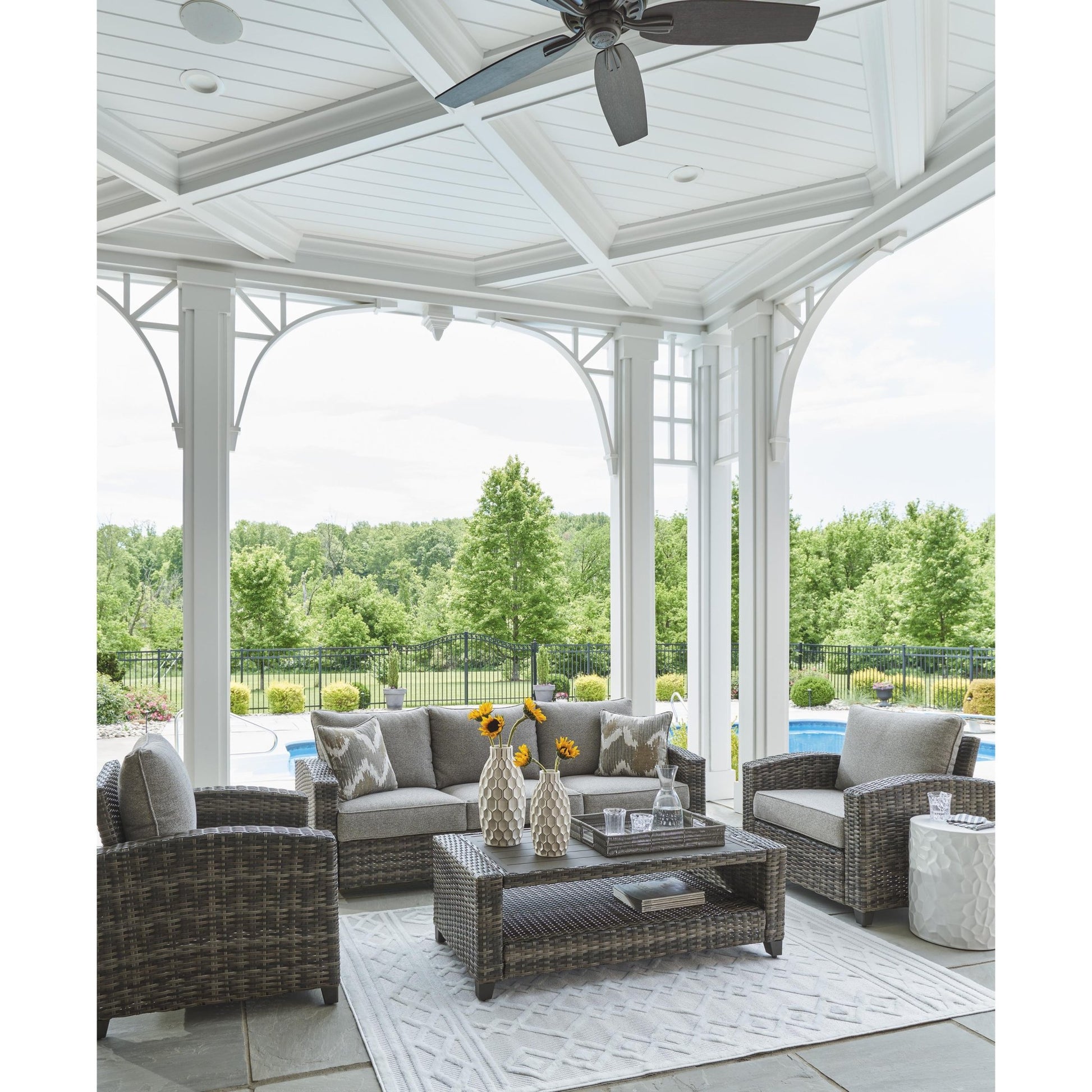 Signature Design by Ashley Oasis Court P335 - 081 Sofa/Chairs/Table Set - American Furniture of Slidell