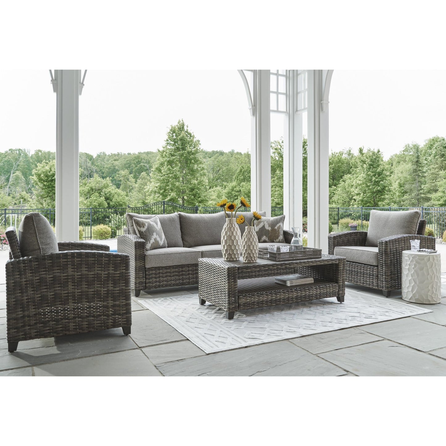 Signature Design by Ashley Oasis Court P335 - 081 Sofa/Chairs/Table Set - American Furniture of Slidell
