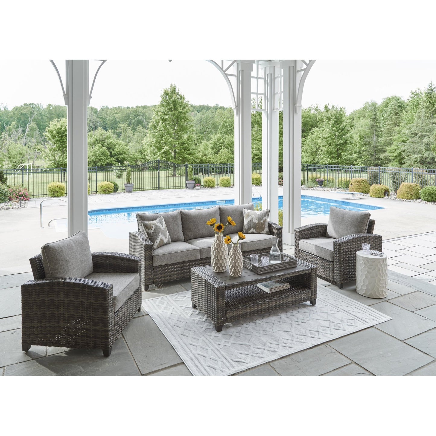 Signature Design by Ashley Oasis Court P335 - 081 Sofa/Chairs/Table Set - American Furniture of Slidell
