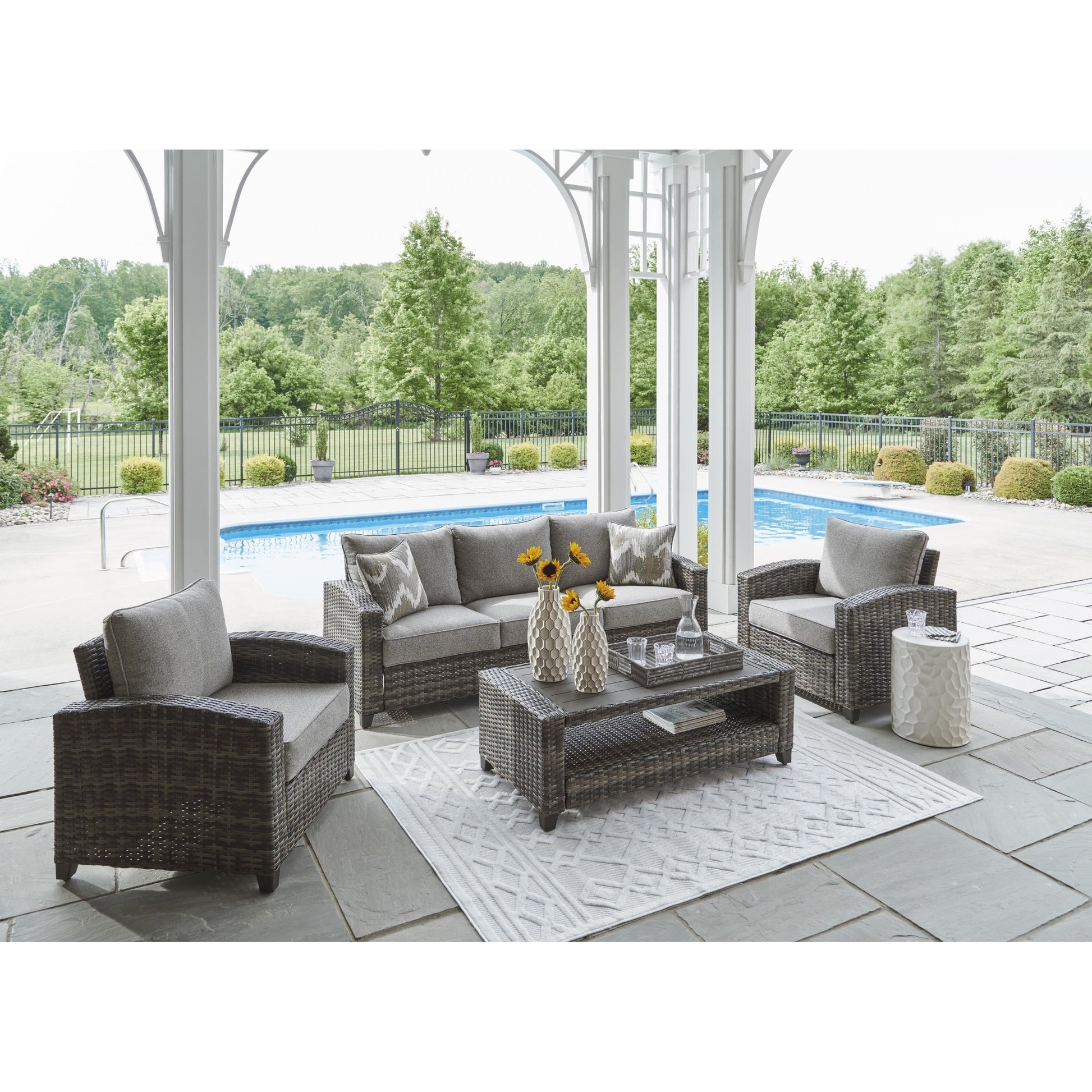 Signature Design by Ashley Oasis Court P335 - 081 Sofa/Chairs/Table Set - American Furniture of Slidell