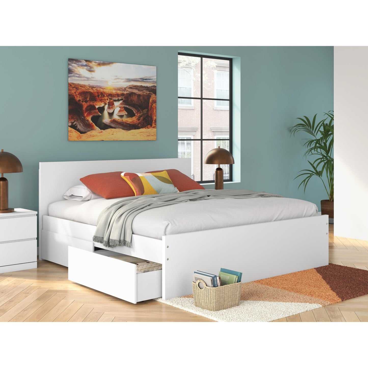 Signature Design by Ashley Onita EB9630B21 King Panel Platform Bed with 2 Side Storage - American Furniture of Slidell
