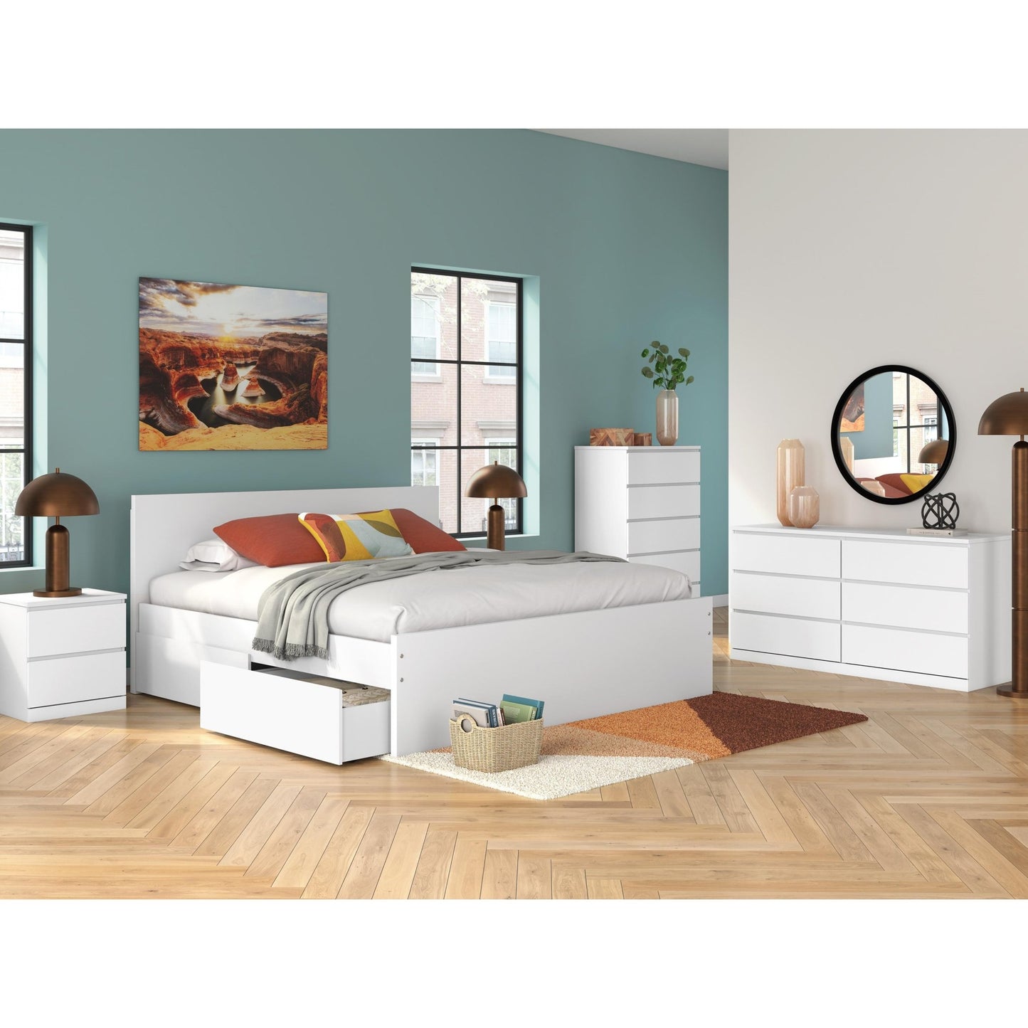 Signature Design by Ashley Onita EB9630B21 King Panel Platform Bed with 2 Side Storage - American Furniture of Slidell