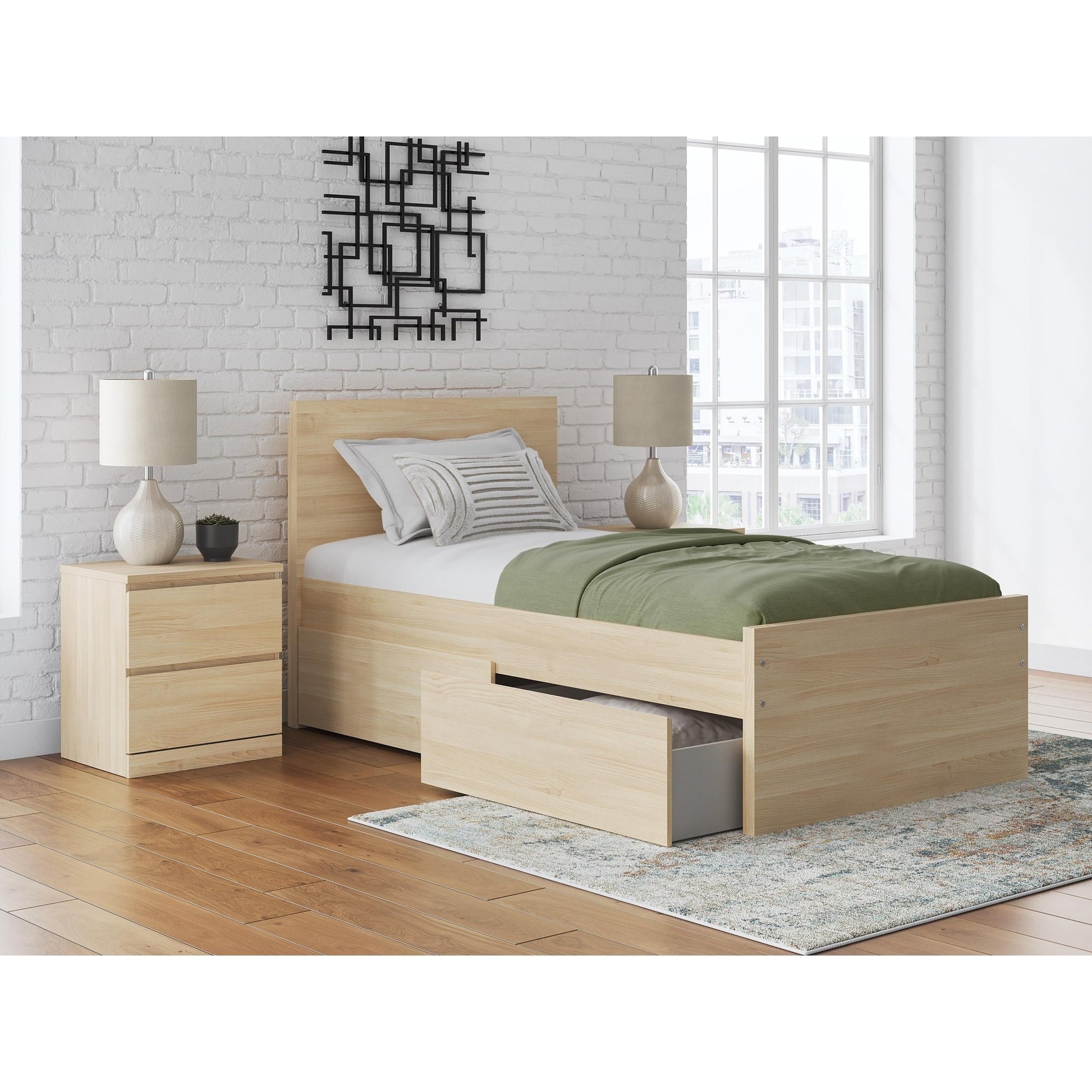 Signature Design by Ashley Onita EB9632B10 Twin Panel Platform Bed with 1 Side Storage - American Furniture of Slidell