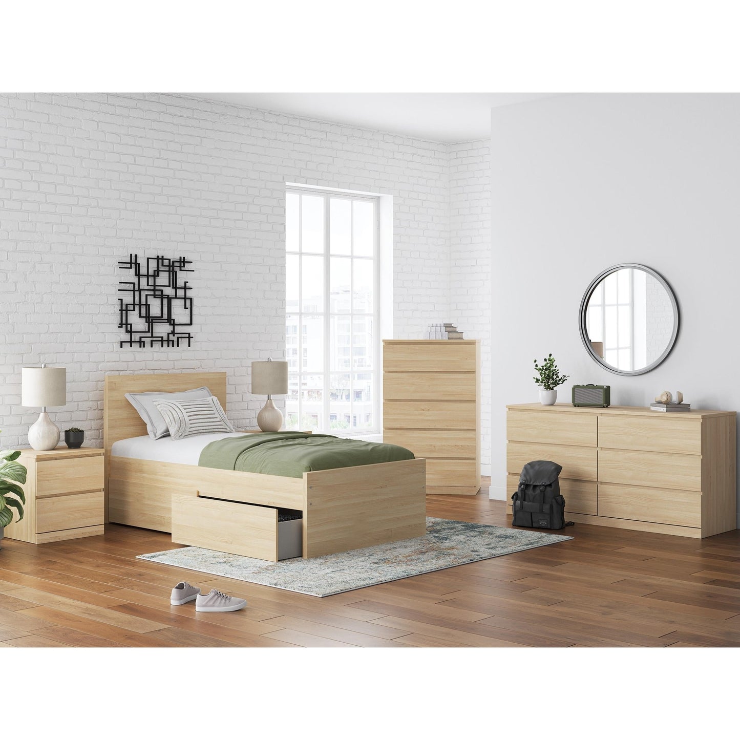 Signature Design by Ashley Onita EB9632B10 Twin Panel Platform Bed with 1 Side Storage - American Furniture of Slidell