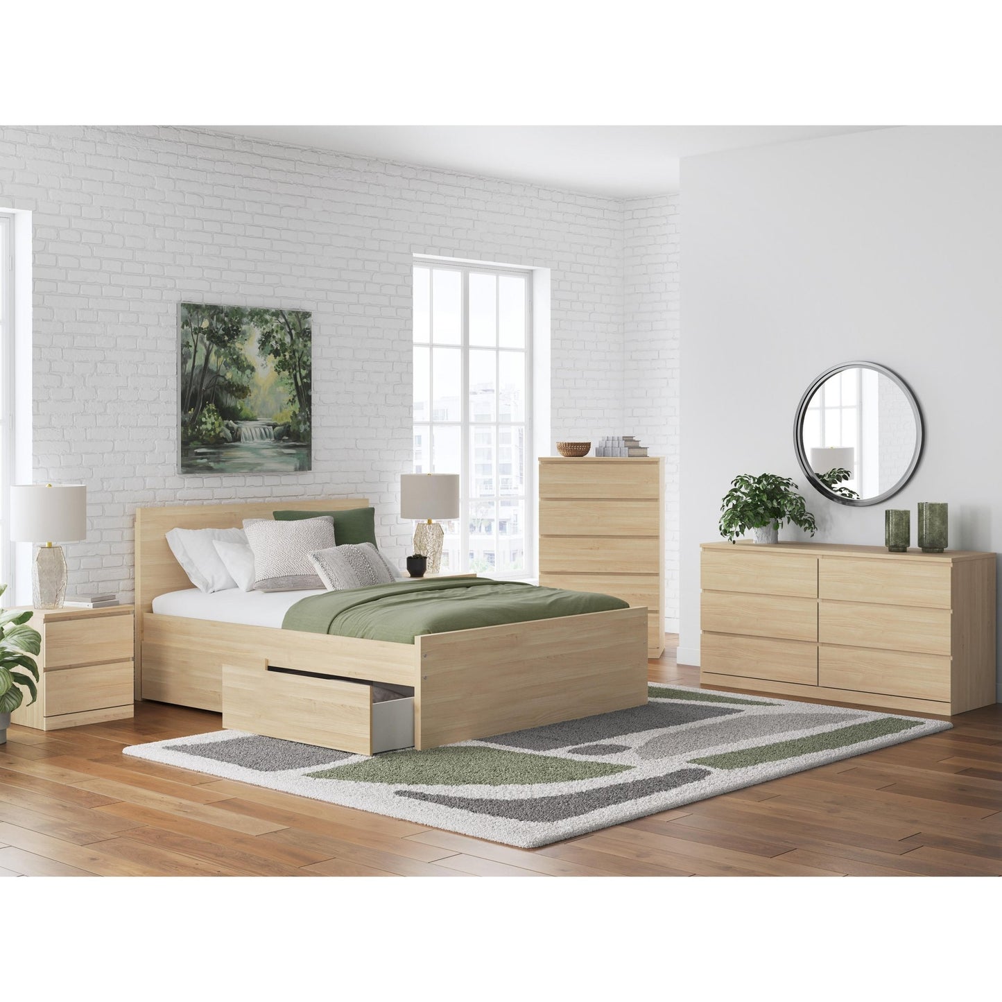 Signature Design by Ashley Onita EB9632B12 Queen Panel Platform Bed with 1 Side Storage - American Furniture of Slidell