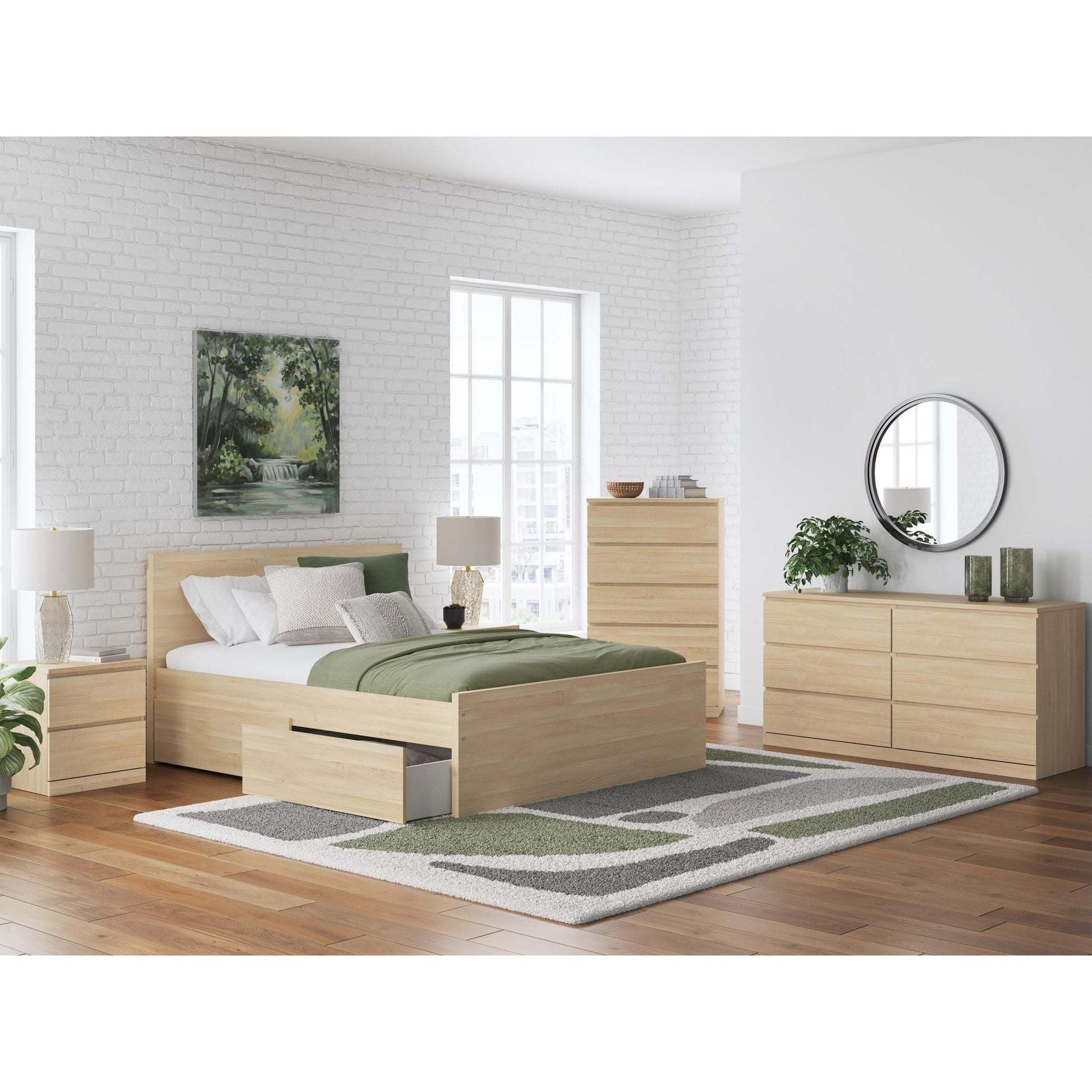 Signature Design by Ashley Onita EB9632B12 Queen Panel Platform Bed with 1 Side Storage - American Furniture of Slidell