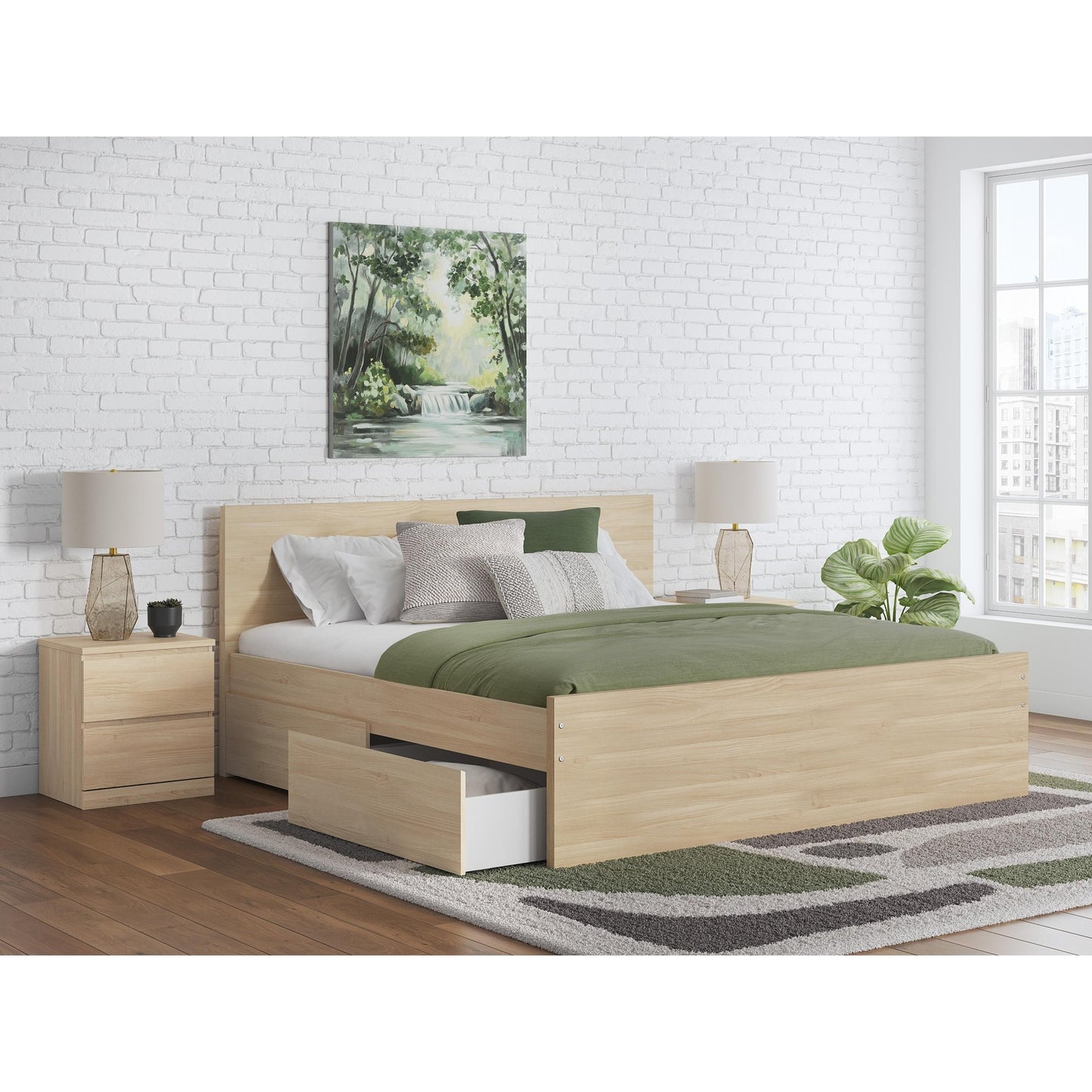 Signature Design by Ashley Onita EB9632B12 Queen Panel Platform Bed with 1 Side Storage - American Furniture of Slidell