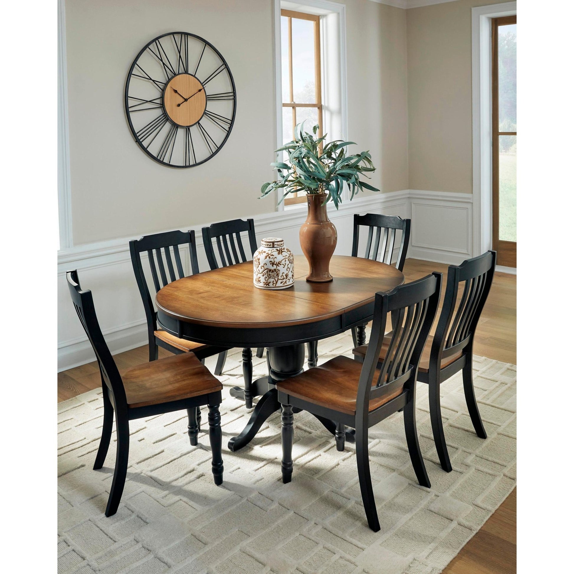 Signature Design by Ashley Oval Clorazi Dining Table with Pedestal Base PCD619 - 48 - American Furniture of Slidell