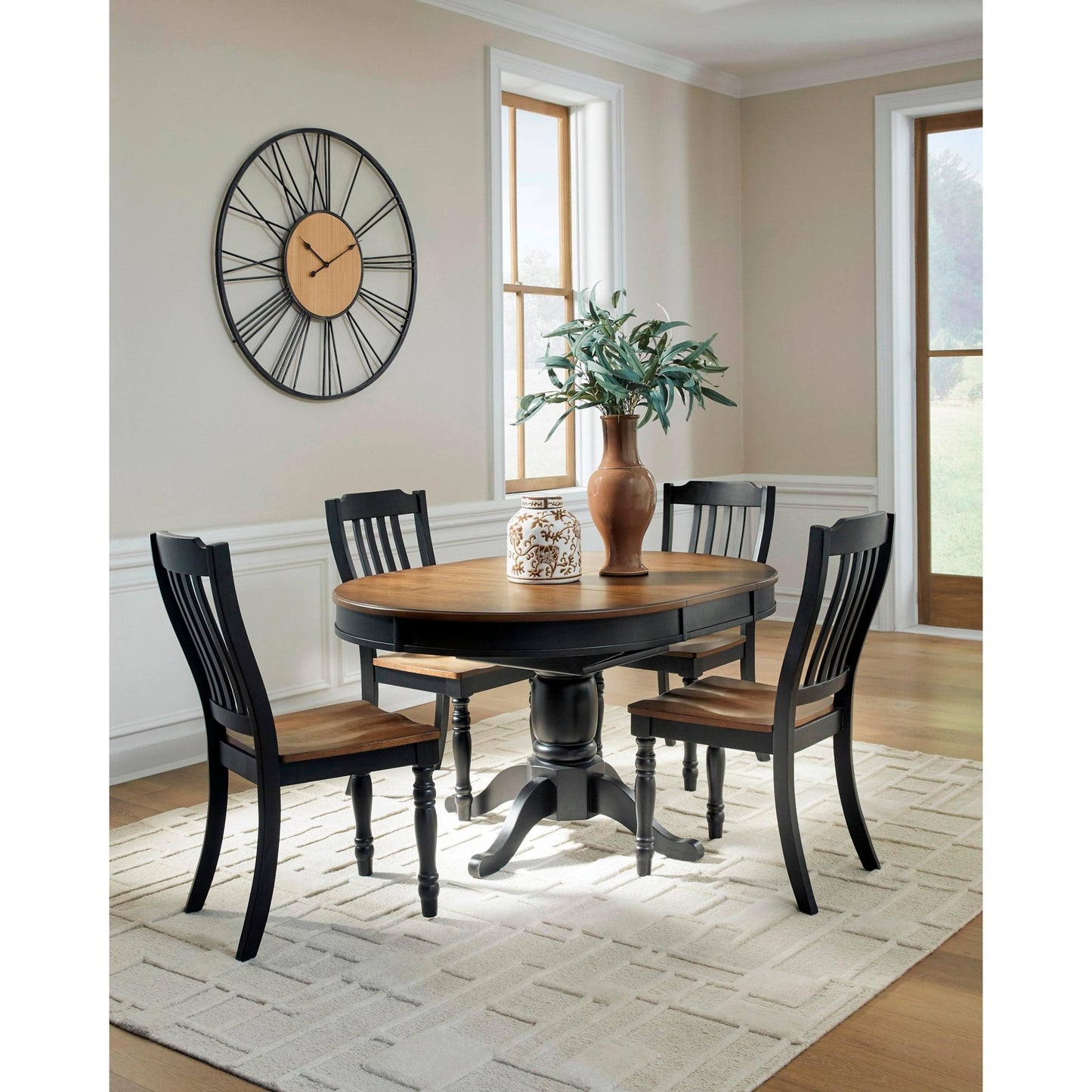 Signature Design by Ashley Oval Clorazi Dining Table with Pedestal Base PCD619 - 48 - American Furniture of Slidell