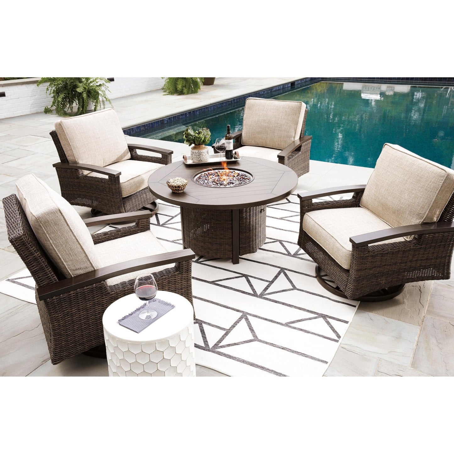Signature Design by Ashley Paradise Trail P750 - 776 Round Fire Pit Table - American Furniture of Slidell