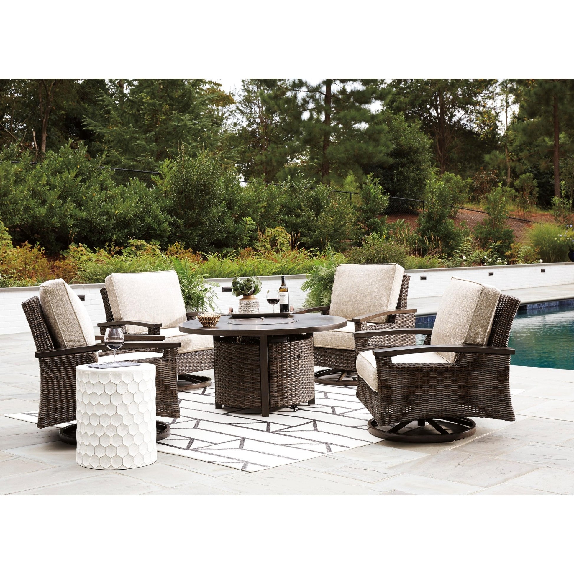 Signature Design by Ashley Paradise Trail P750 - 776 Round Fire Pit Table - American Furniture of Slidell