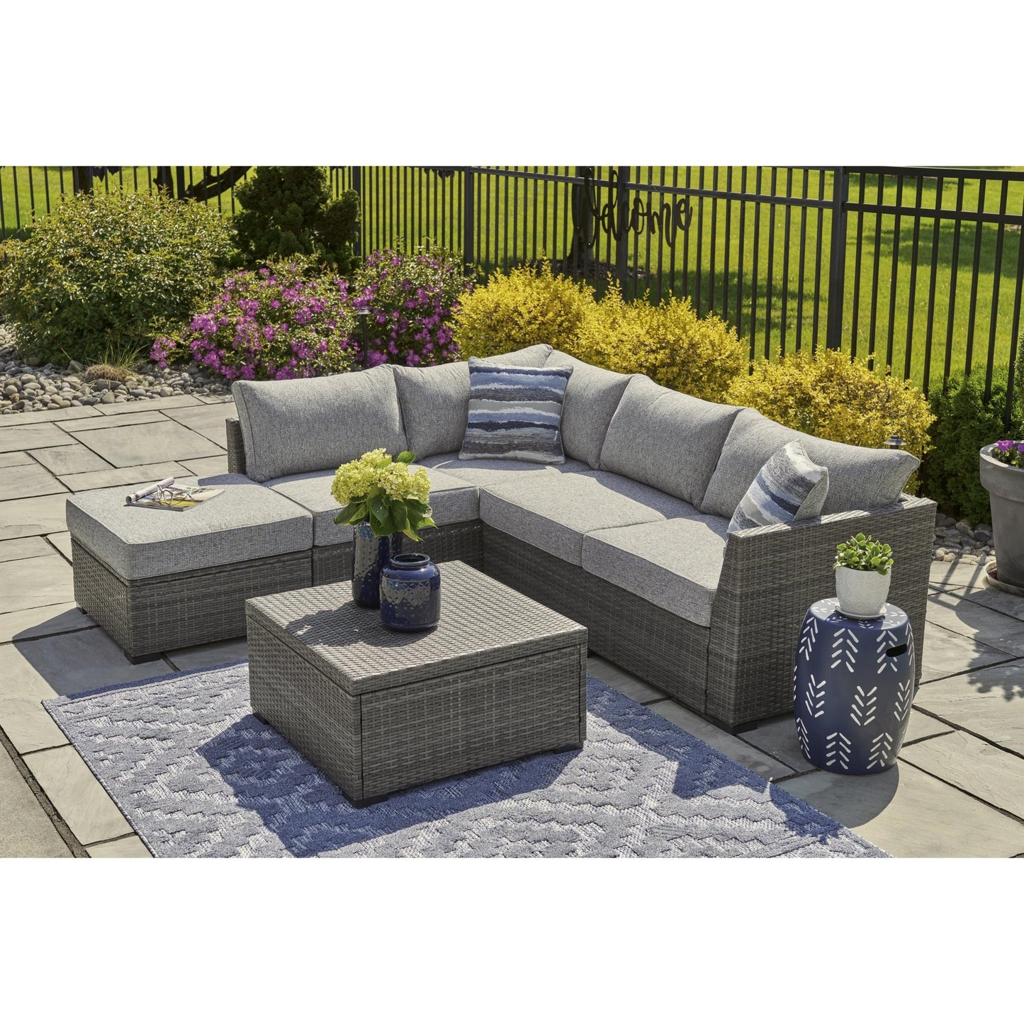 Signature Design by Ashley Petal Road P297 - 070 Loveseat Sectional/Ottoman/Table Set - American Furniture of Slidell
