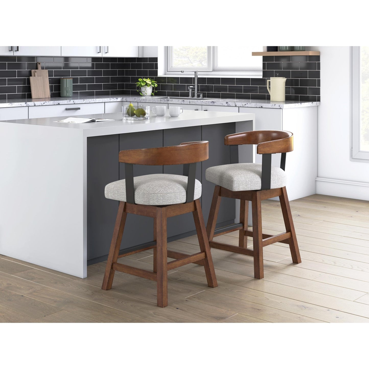 Signature Design by Ashley Ralene D594 - 224 Upholstered Swivel Barstool - American Furniture of Slidell