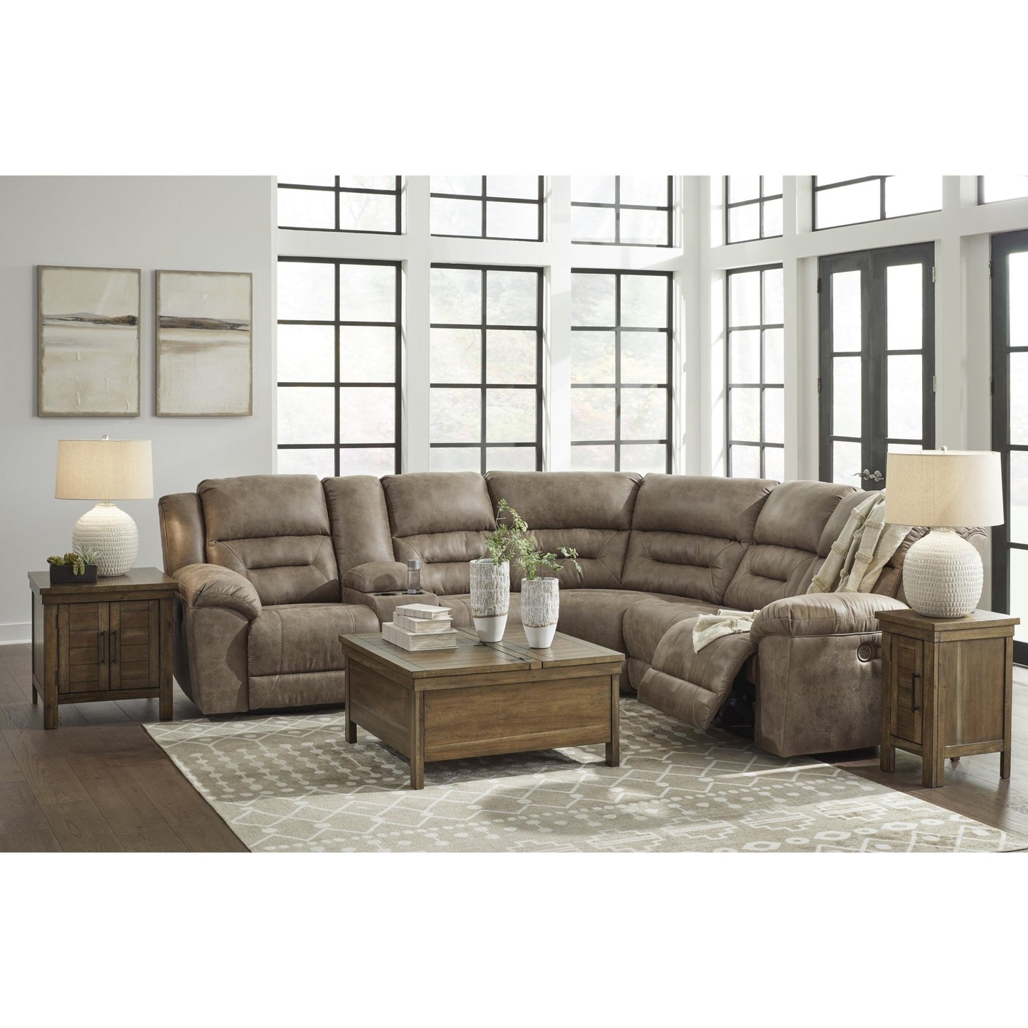 Signature Design by Ashley Ravenel 83106S1 3 pc Power Reclining Sectional - American Furniture of Slidell