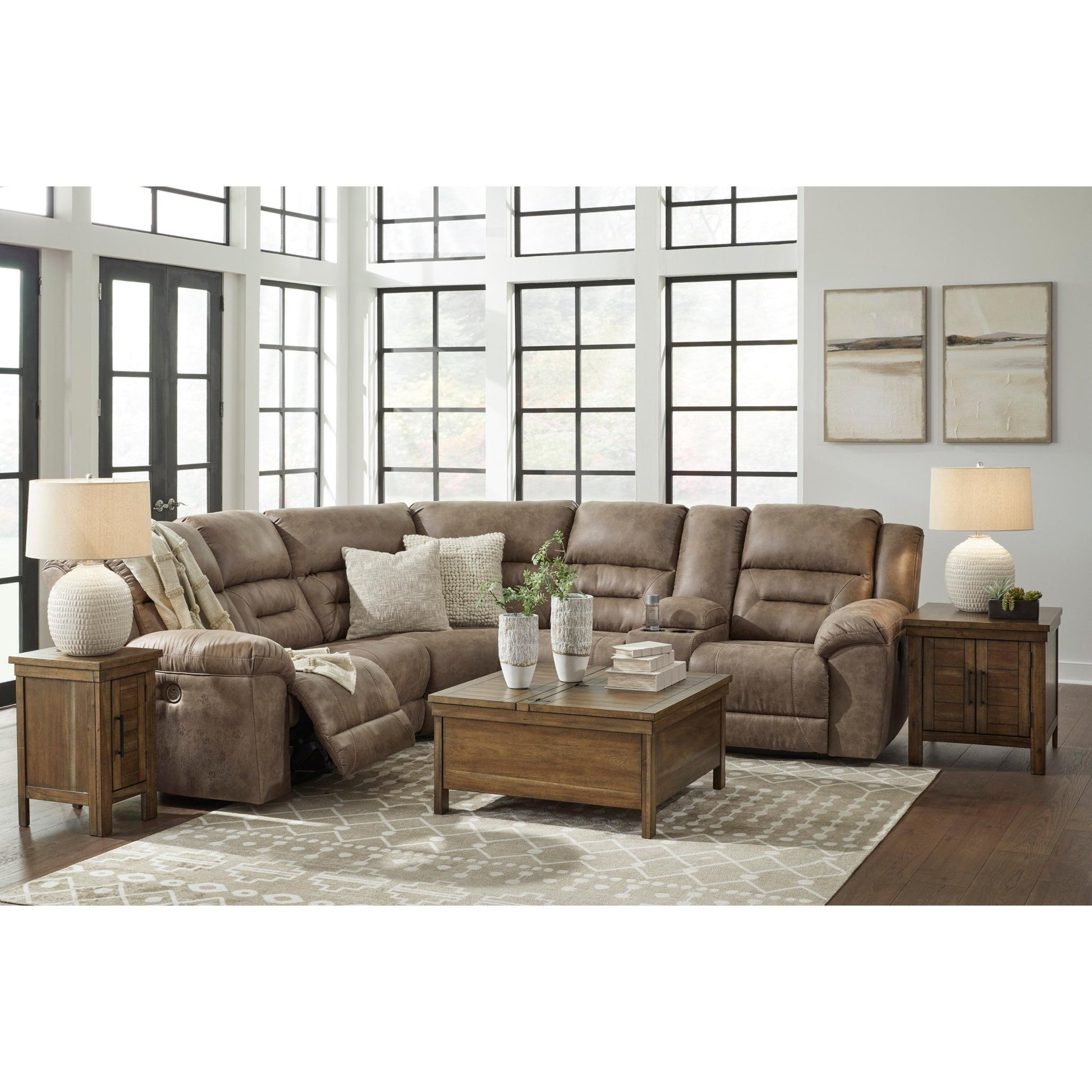 Signature Design by Ashley Ravenel 83106S2 3 pc Power Reclining Sectional - American Furniture of Slidell